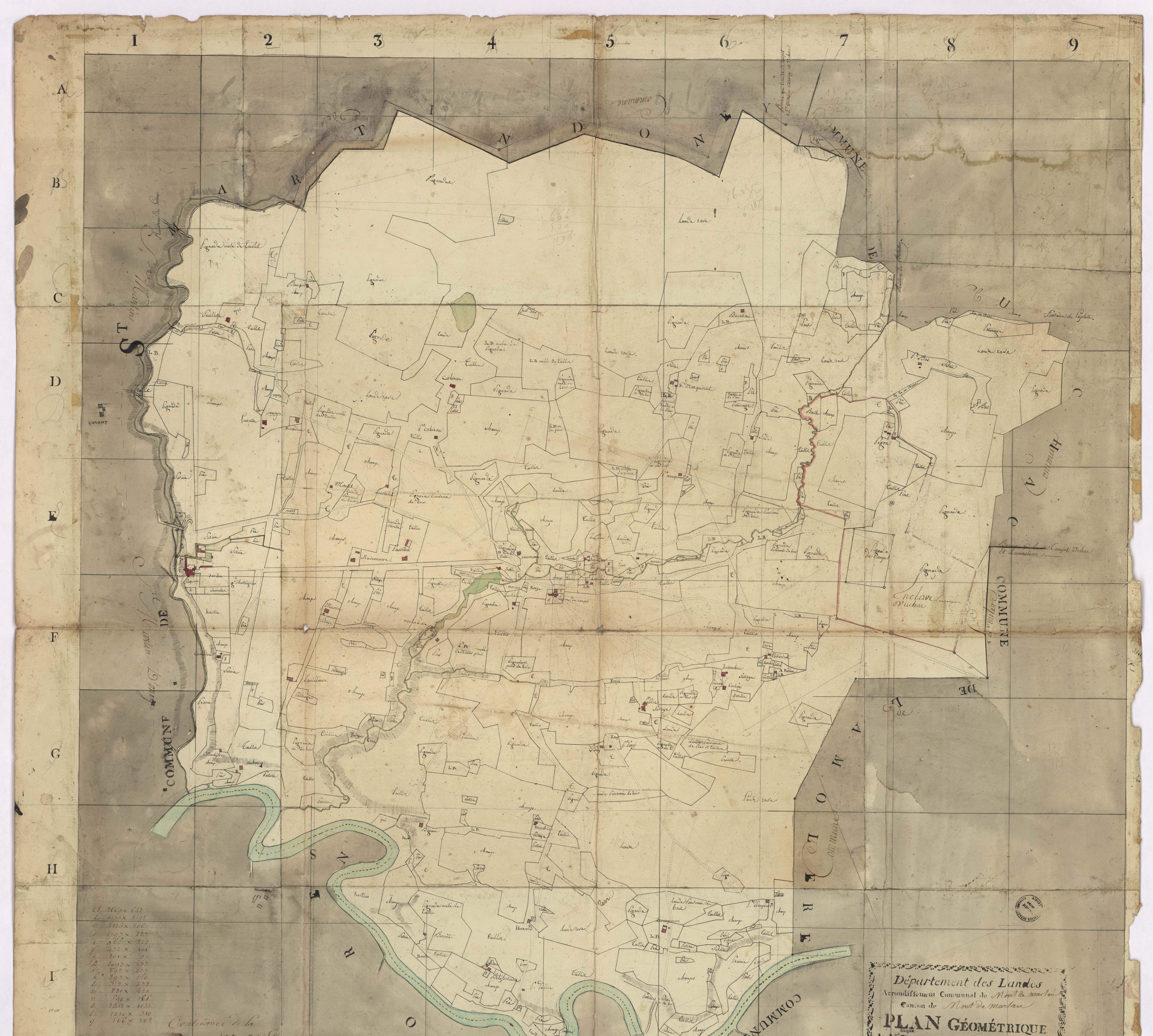 Campet-et-Lamolère - Plan géométrique, par Lobgeois, Loubery et Saint-Léger, géomètres