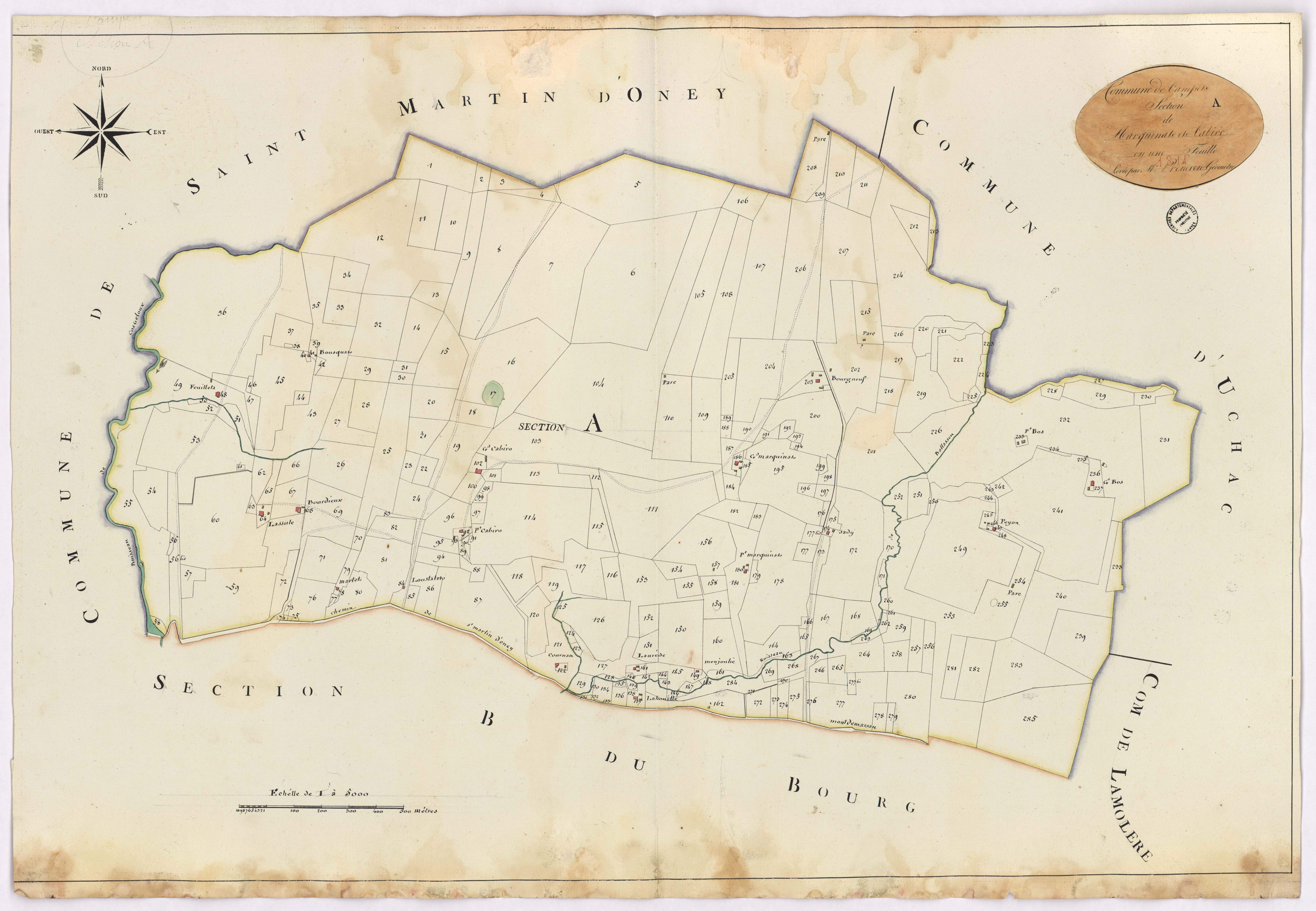 Campet-et-Lamolère - Section A, dite de Marquinat et Cabiro, par Préneron géomètre