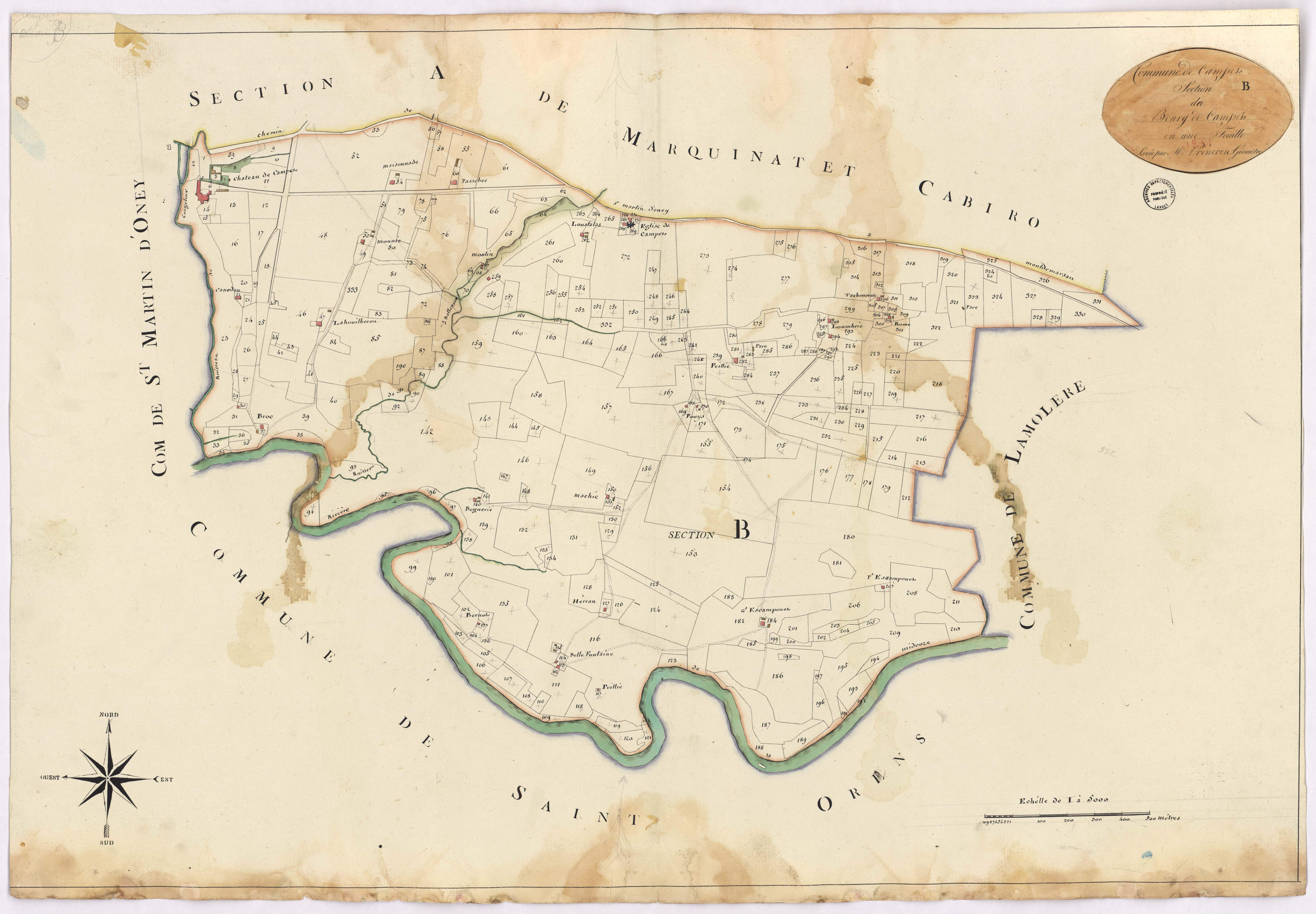 Campet-et-Lamolère - Section B, dite du Bourg de Campet, par Préneron géomètre