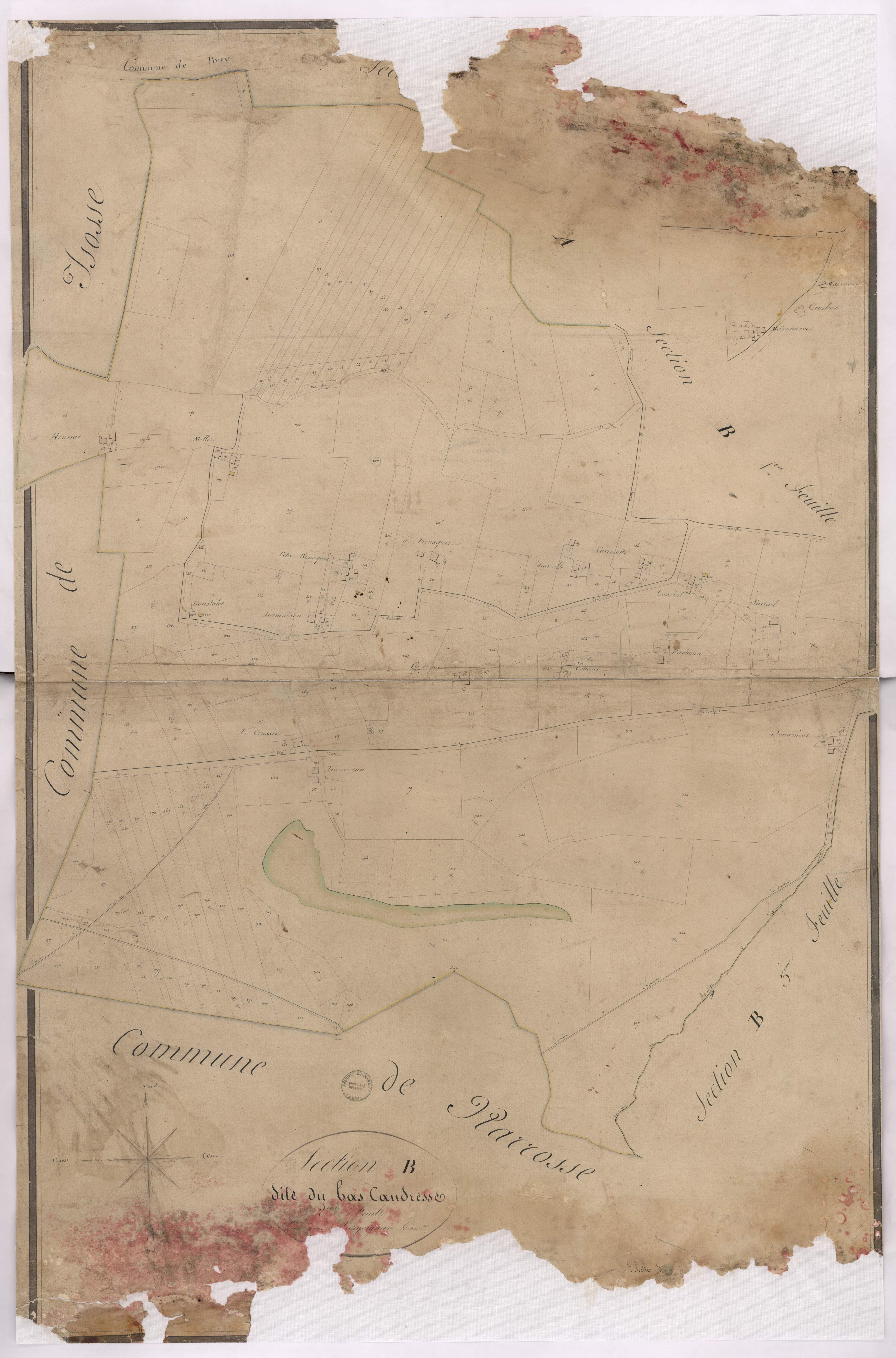 Candresse - Section B, dite du Bas Candresse, 2e feuille, par Vergoignan géomètre