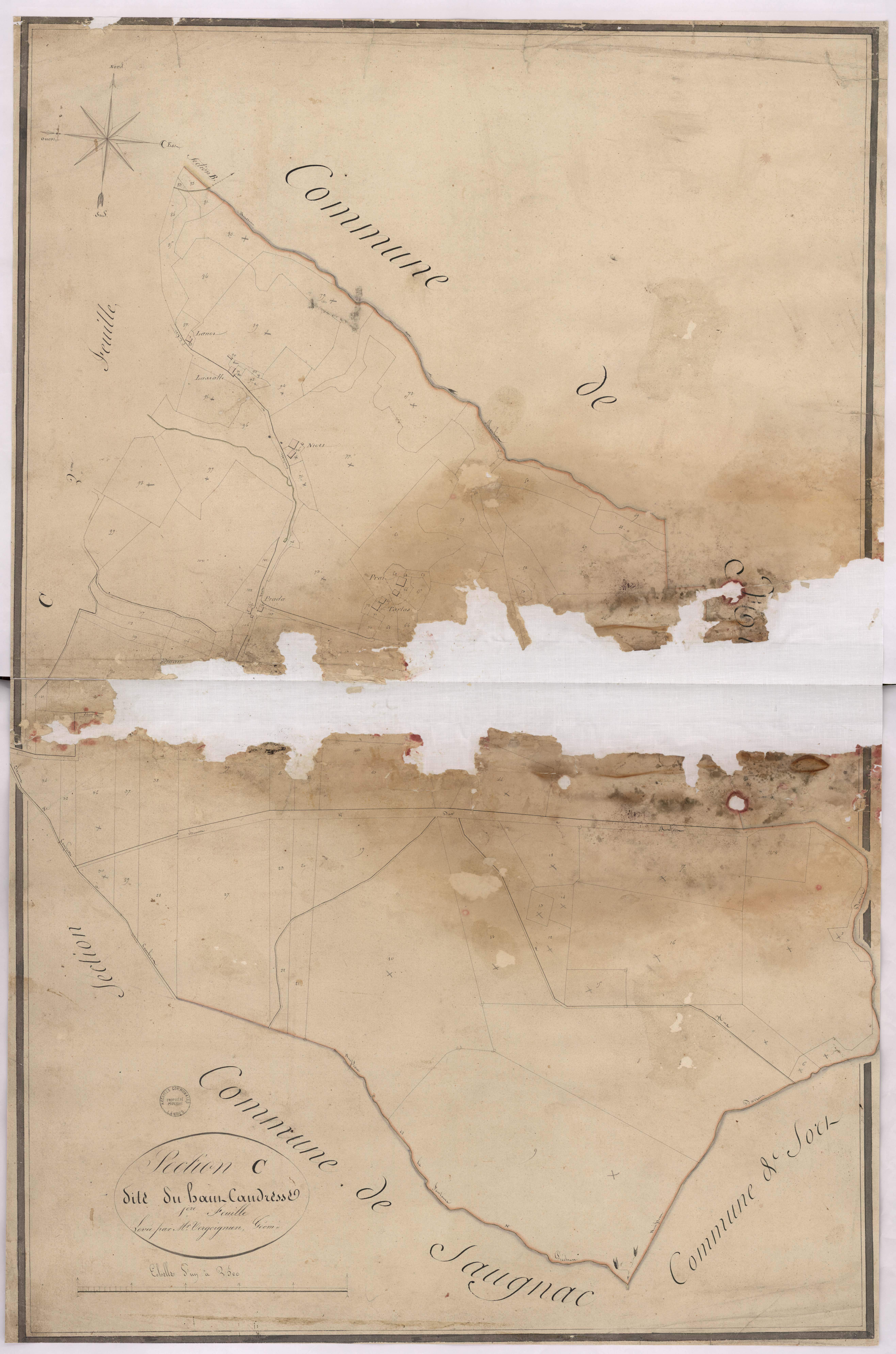 Candresse - Section C, dite du Haut Candresse, 1re feuille, par Vergoignan géomètre