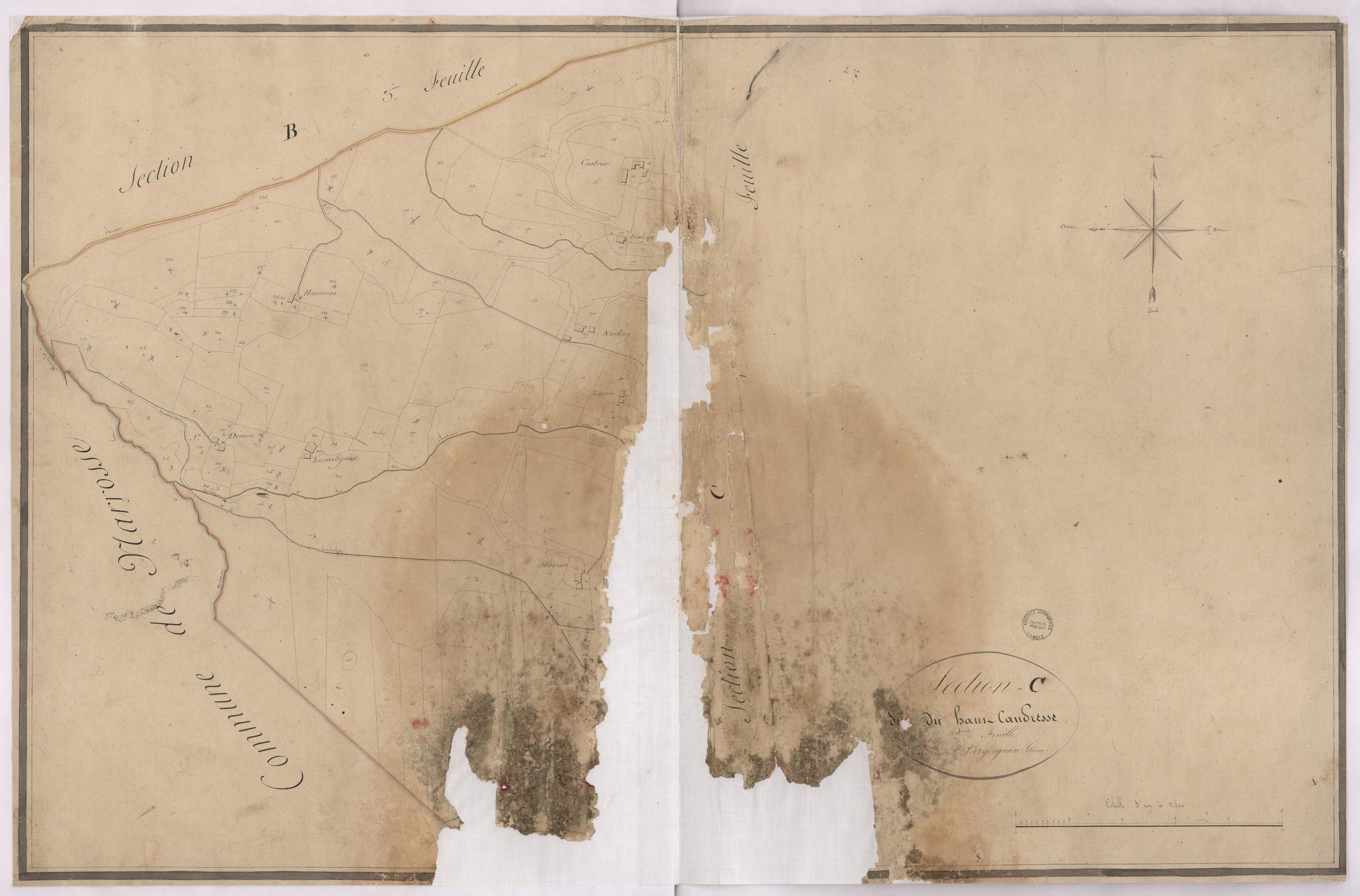 Candresse - Section C, dite du Haut Candresse, 2e feuille, par Vergoignan géomètre