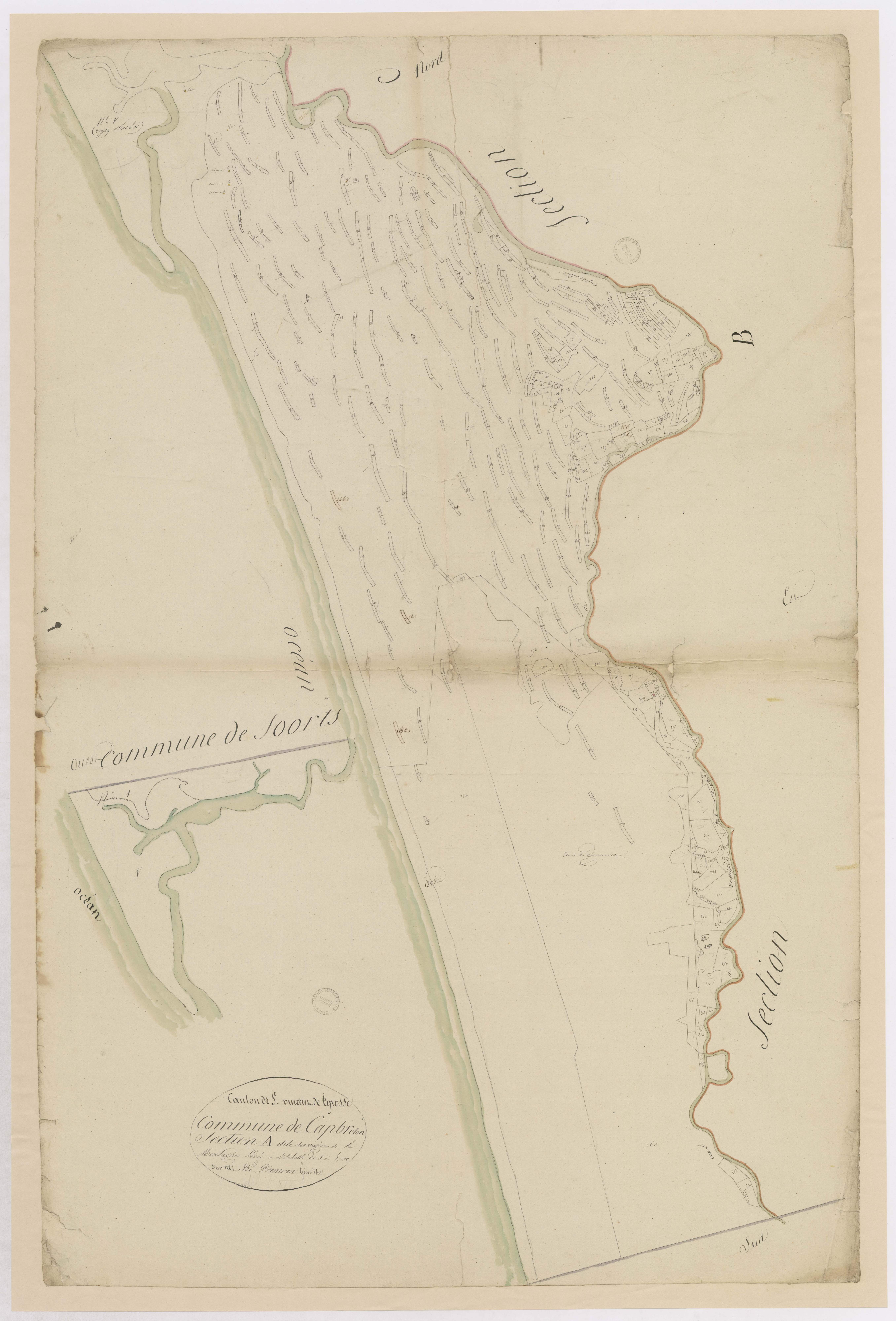 Capbreton - Section A, dite des Vignes et de la montagne, par B. Prèneron géomètre