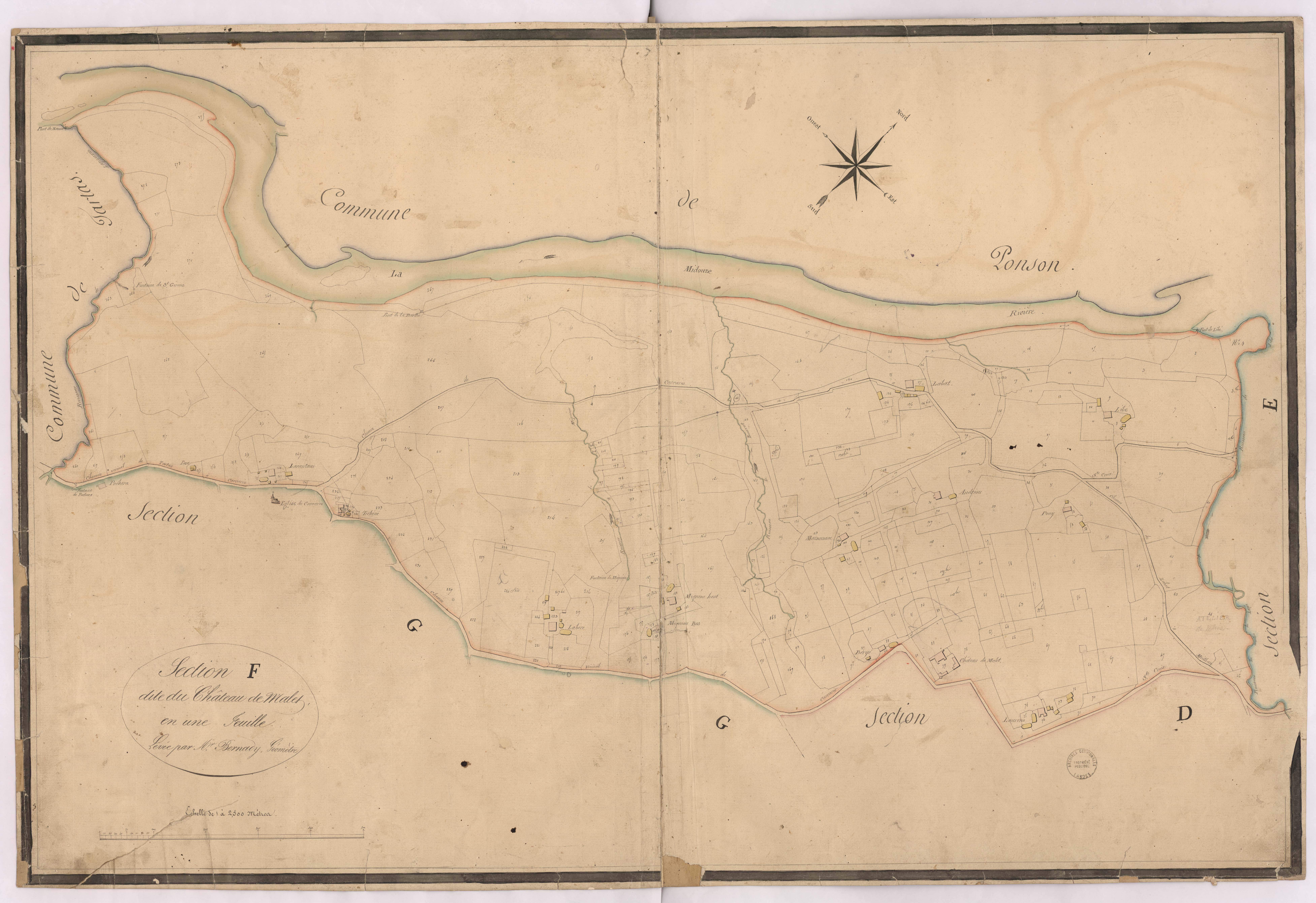 Carcarès-Sainte-Croix - Section F, dite du Château de Malet, par Bernady géomètre