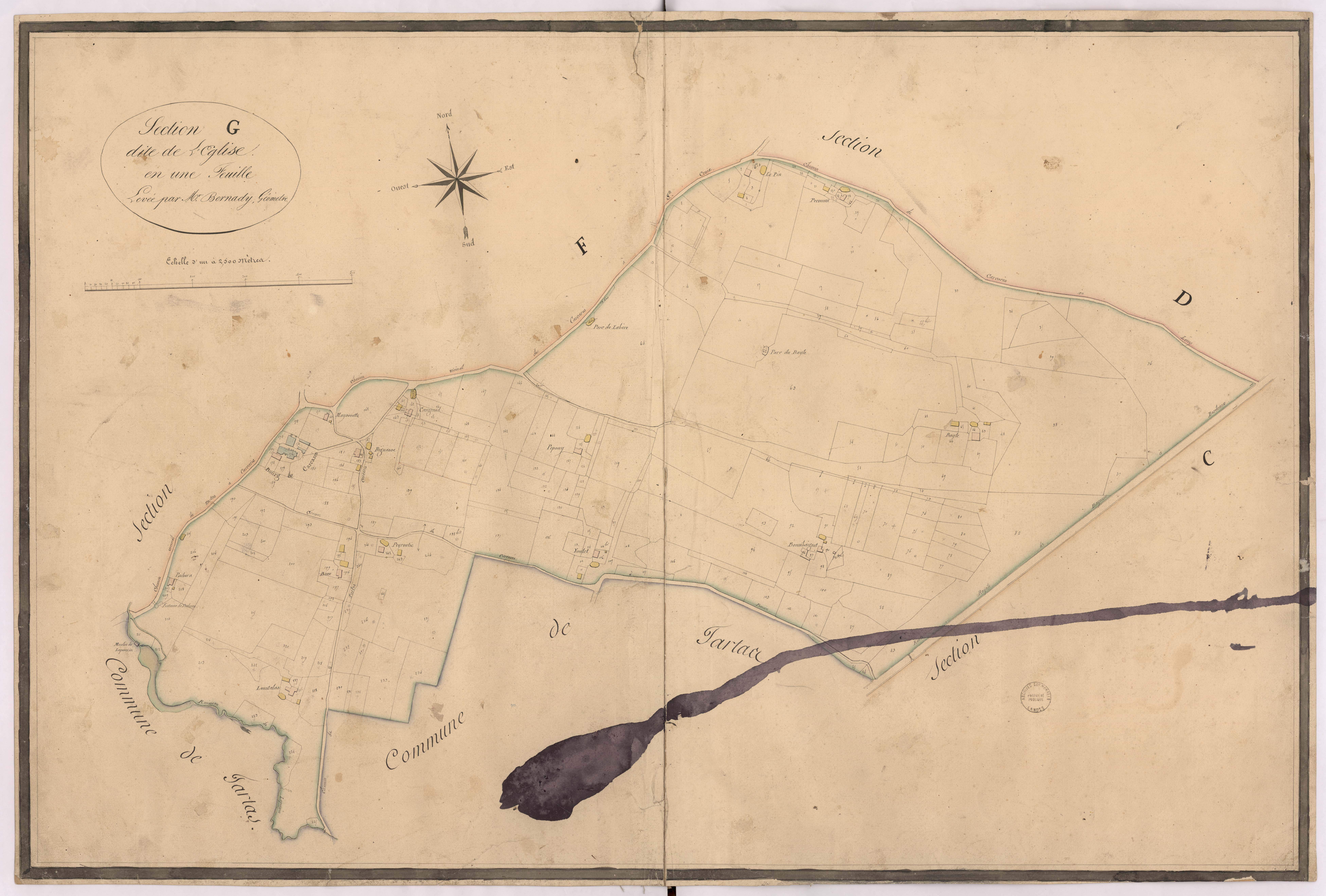 Carcarès-Sainte-Croix - Section G, dite de l'Eglise, par Bernady géomètre