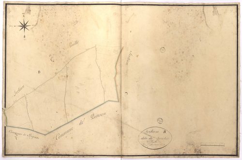 Carcen-Ponson - Section B, dite de Serres, 2e feuille, par Montauzié géomètre