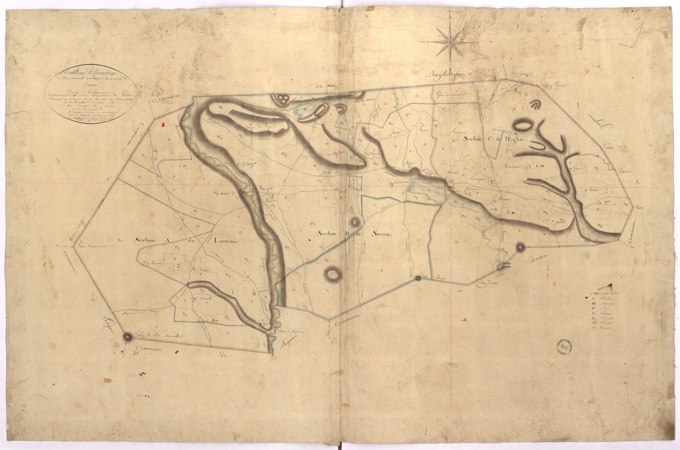 Carcen-Ponson - Tableau d'assemblage, par de Comeau et Montauzié, géomètres
