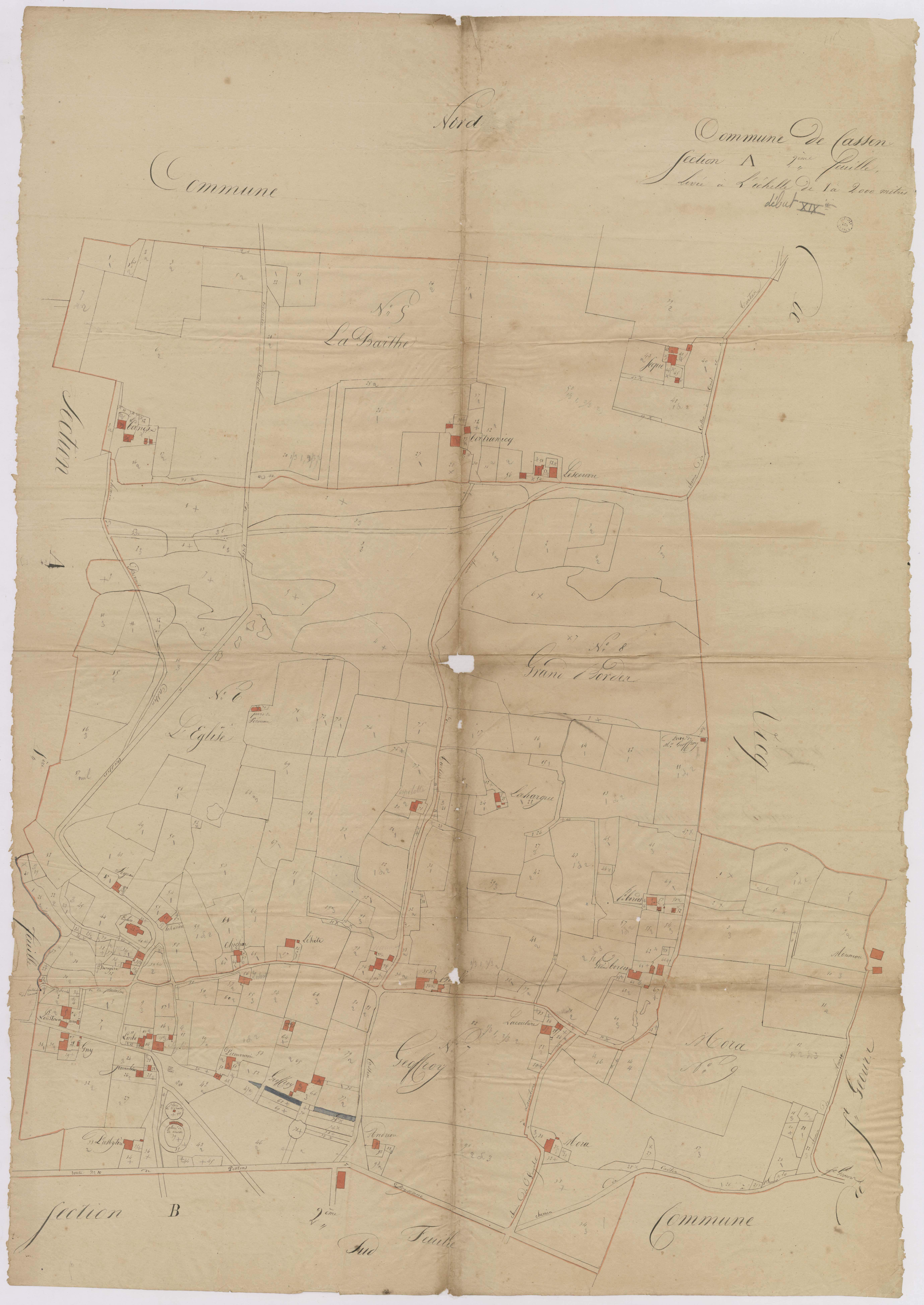 Cassen - Plan du lieu-dit La Barthe n° 5, lots 5 à 9