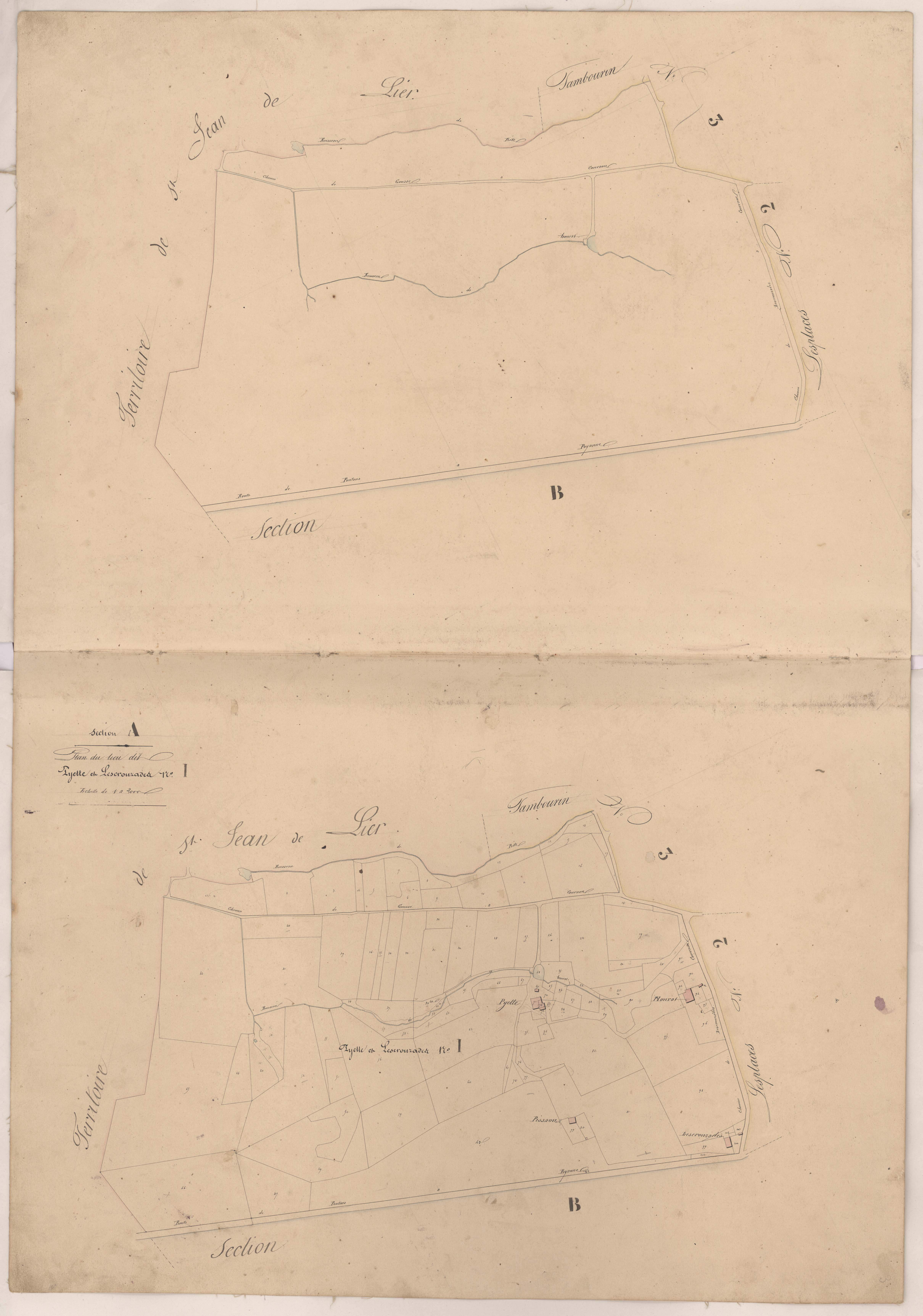 Cassen - Plans des lieux-dits Pyette et Lescrouzades, n° 1
