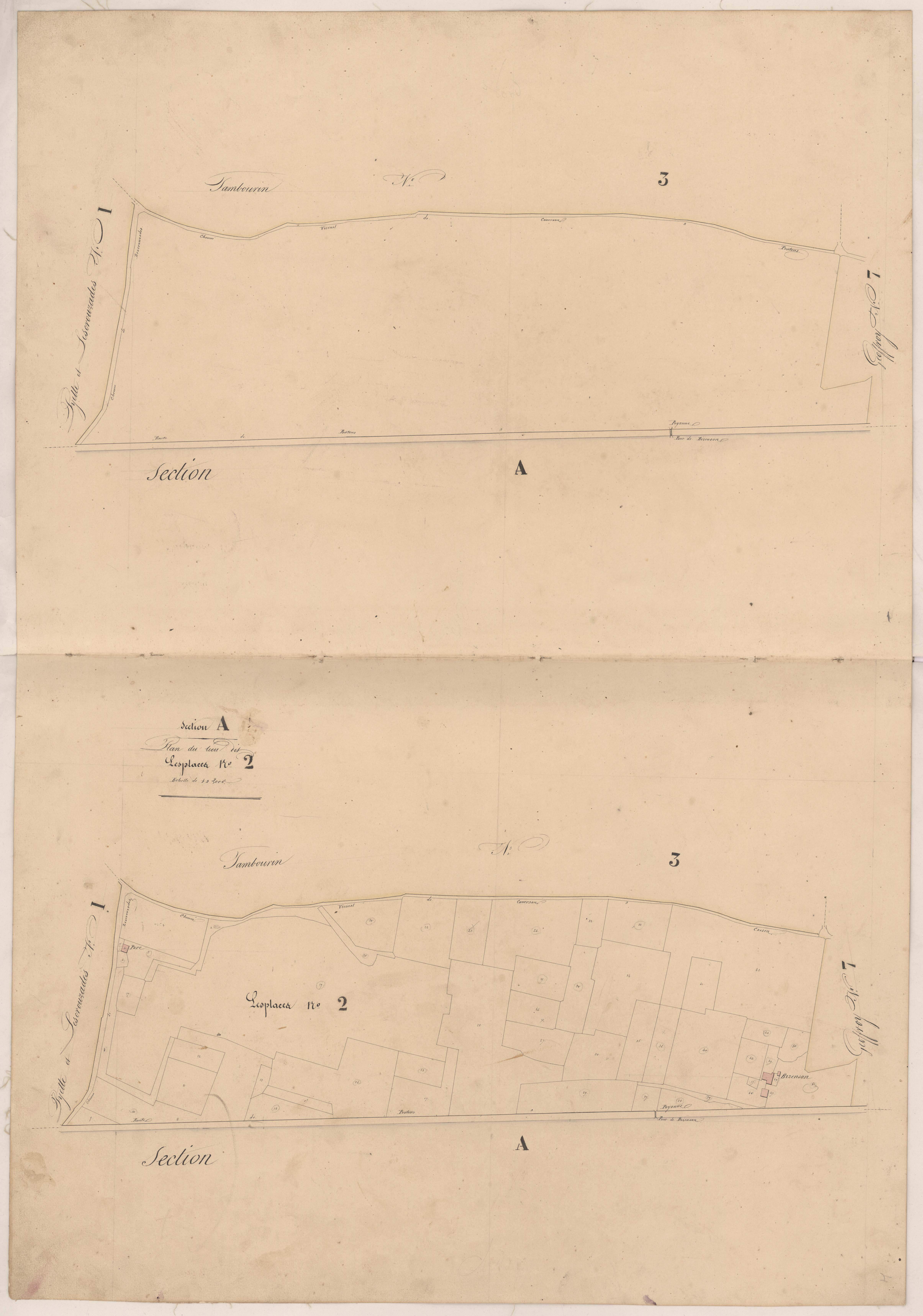 Cassen - Plan du lieu-dit Lesplaces, n° 2