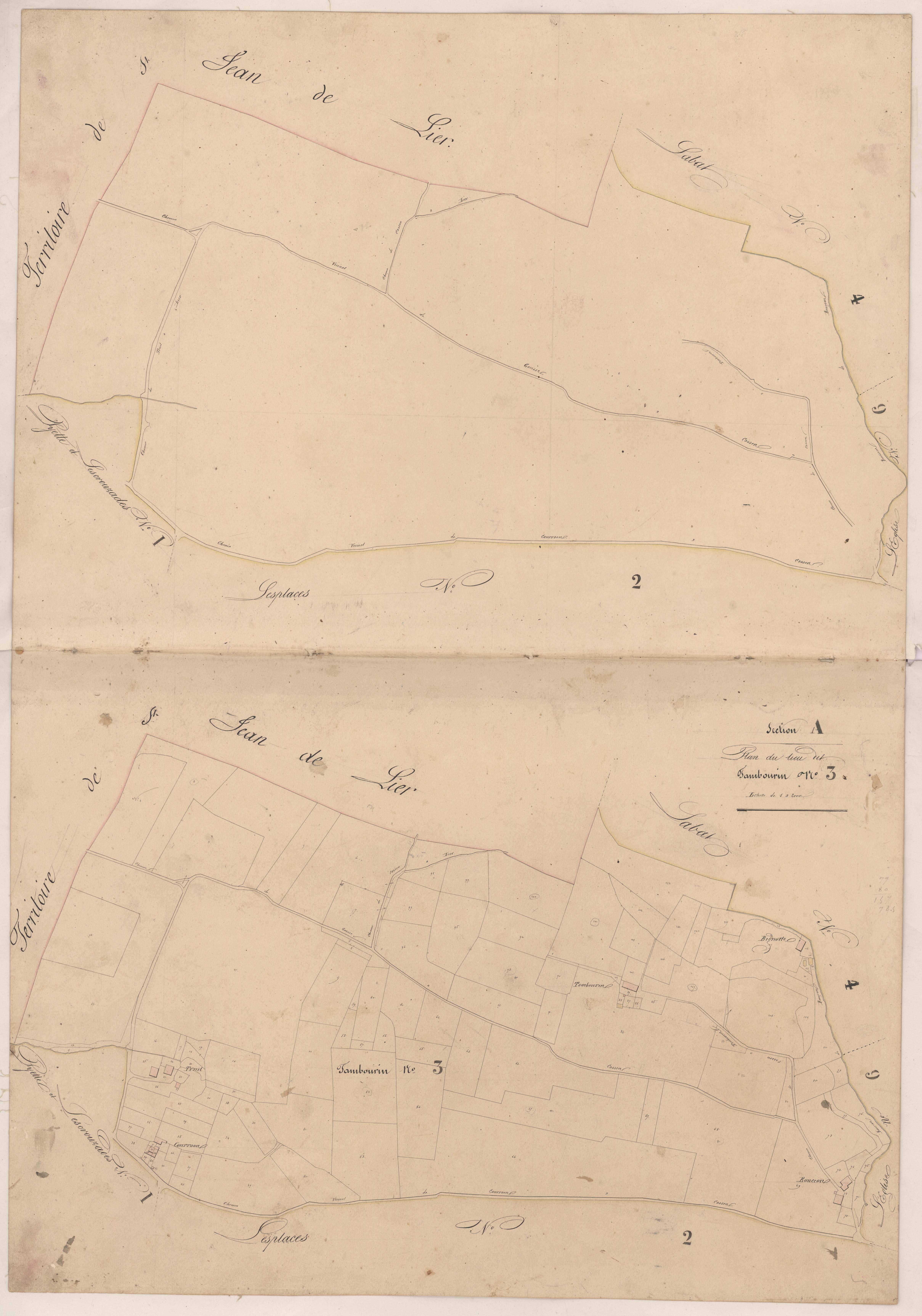 Cassen - Plan du lieu-dit Tambourin, n° 3