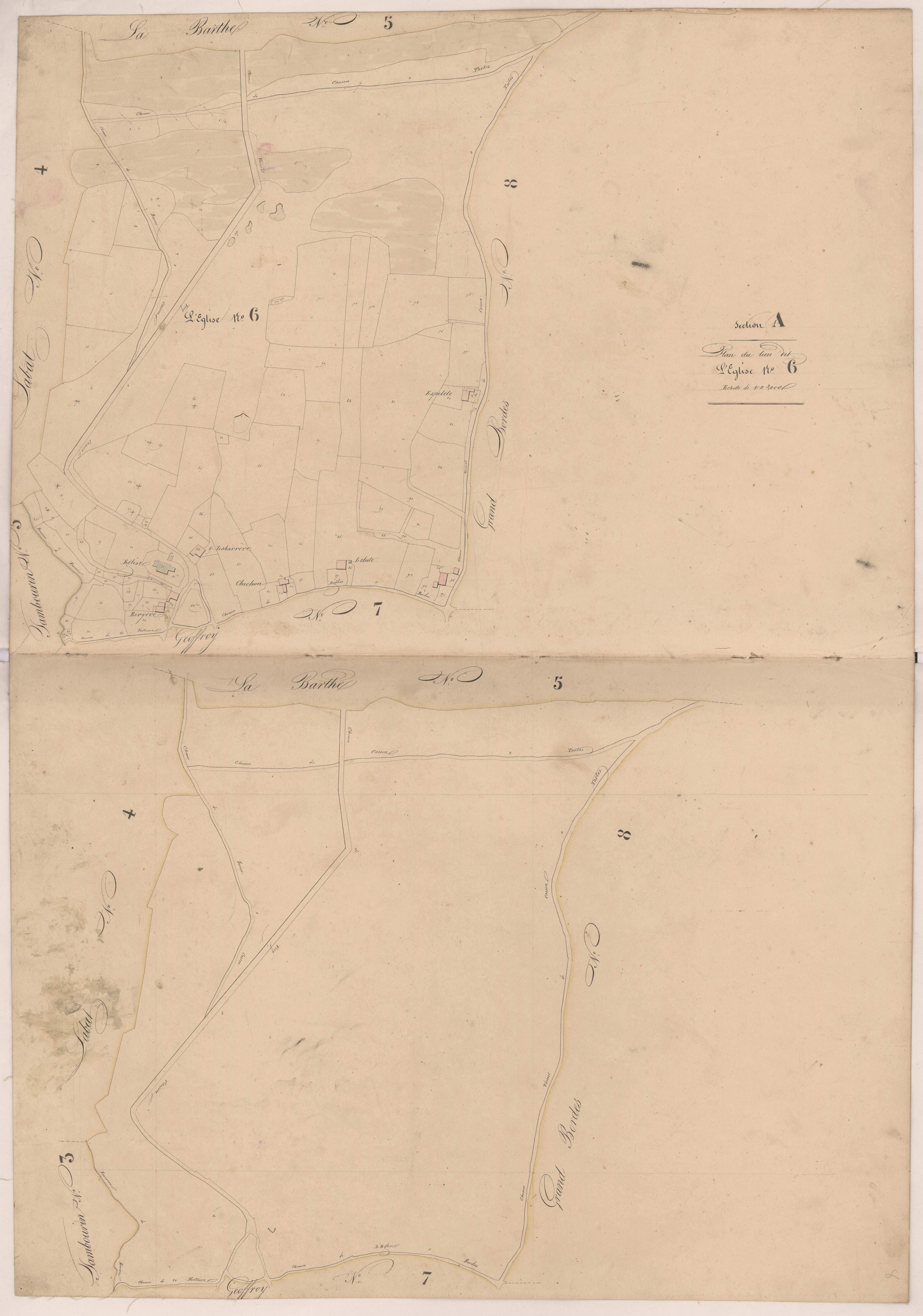 Cassen - Plan du lieu-dit l'Eglise, n° 6