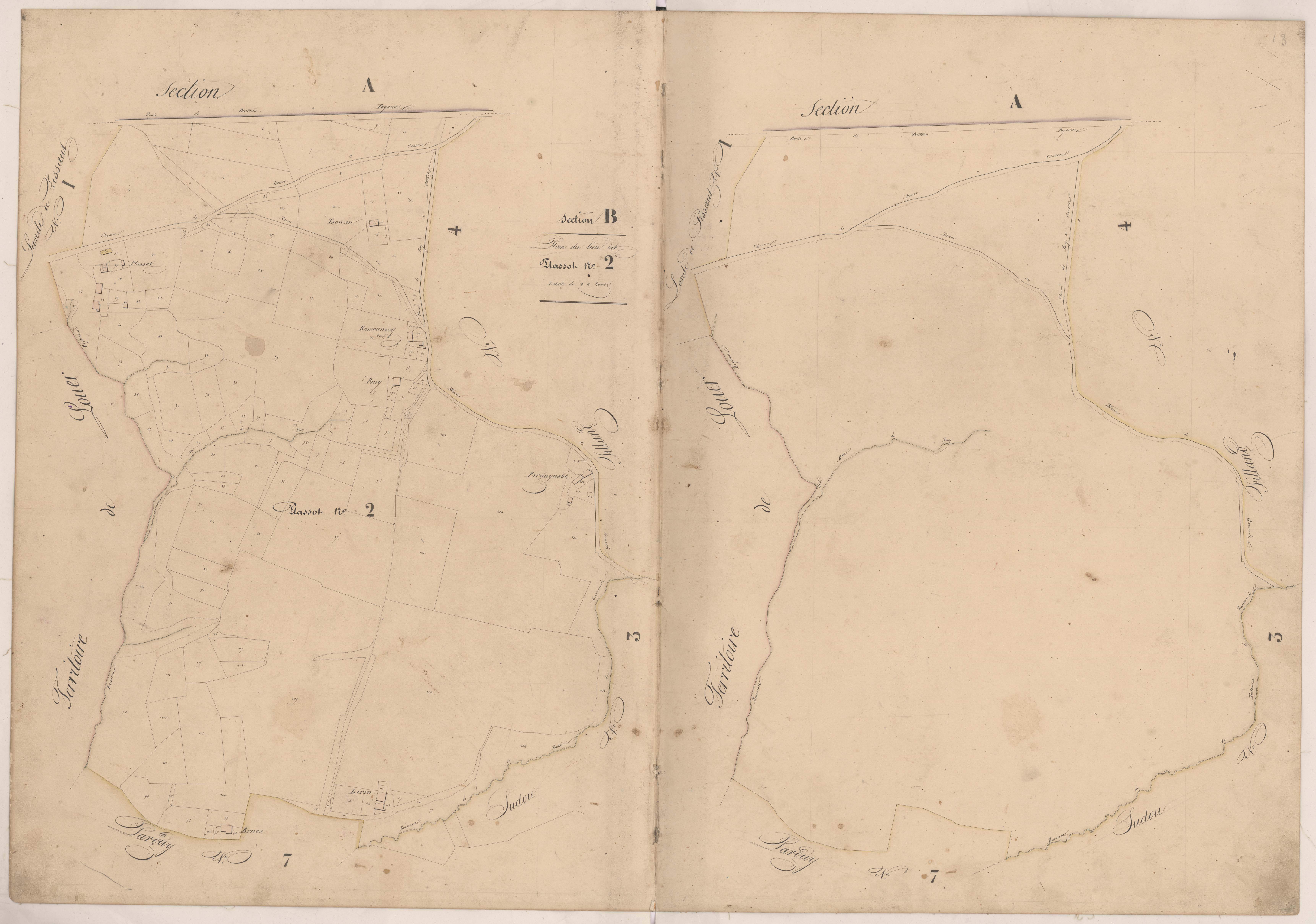 Cassen - Plan du lieu-dit Plassot, n° 2