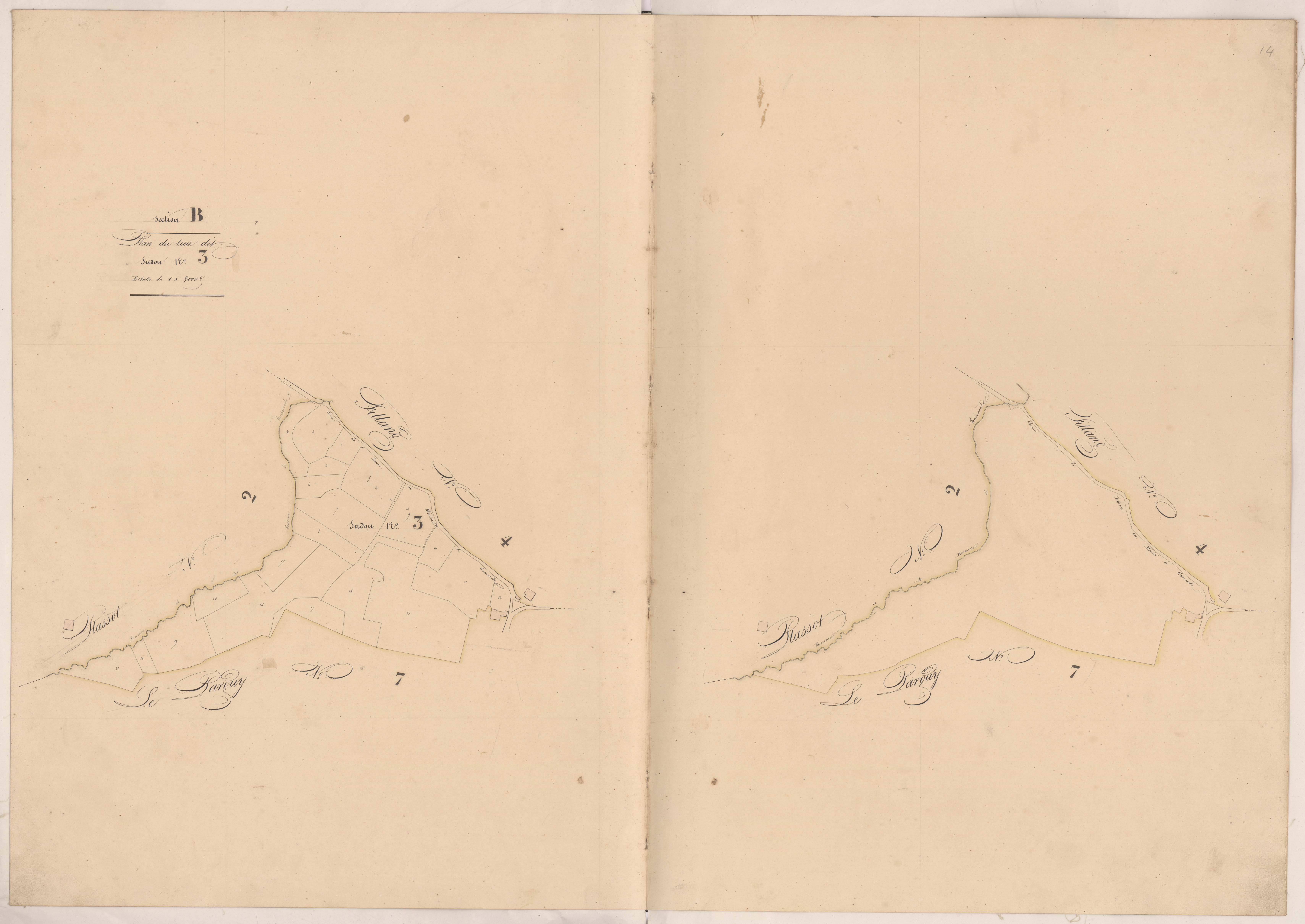 Cassen - Plan du lieu-dit Sudou, n° 3
