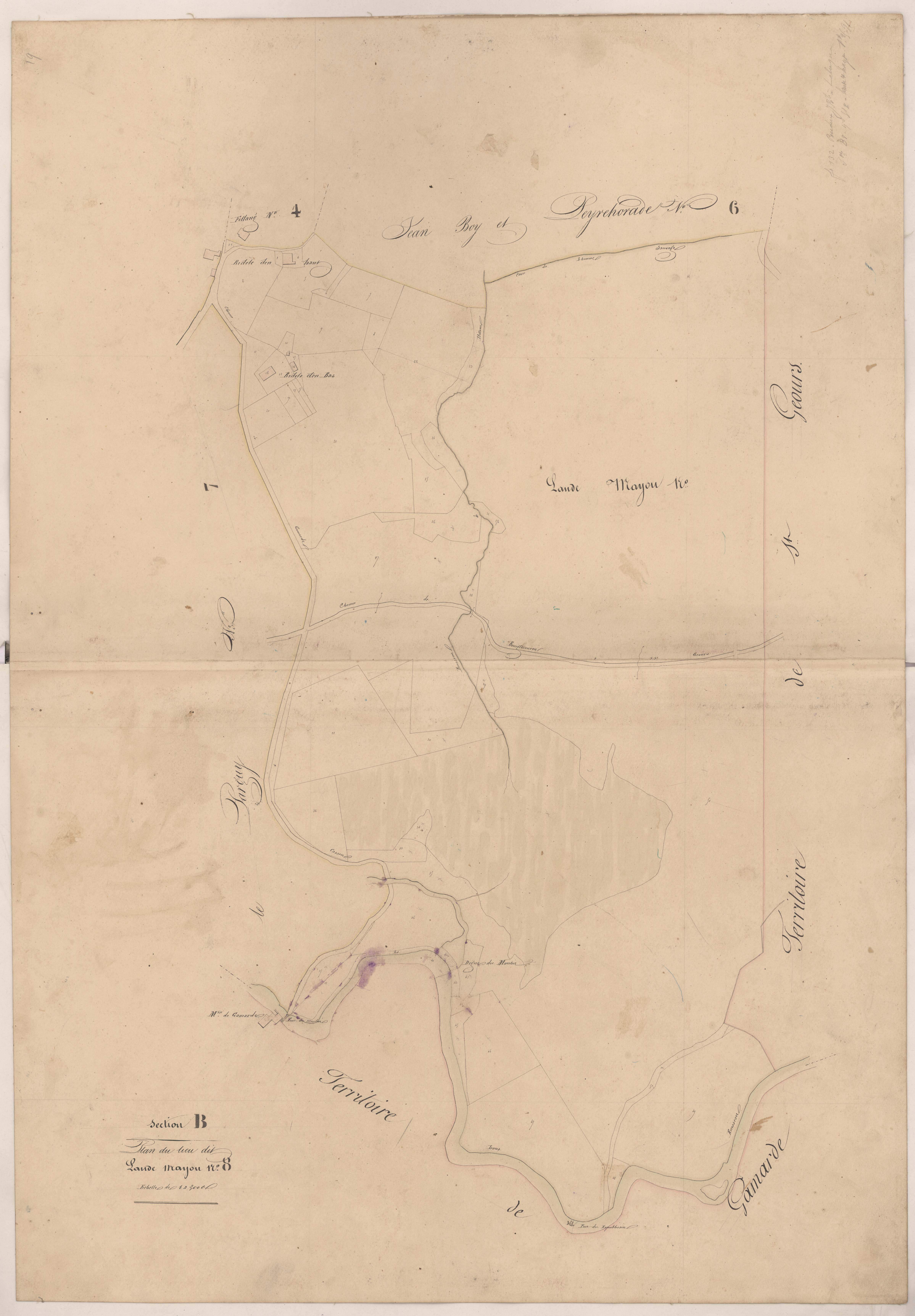 Cassen - Plan du lieu-dit Lande-Mayou, n° 8
