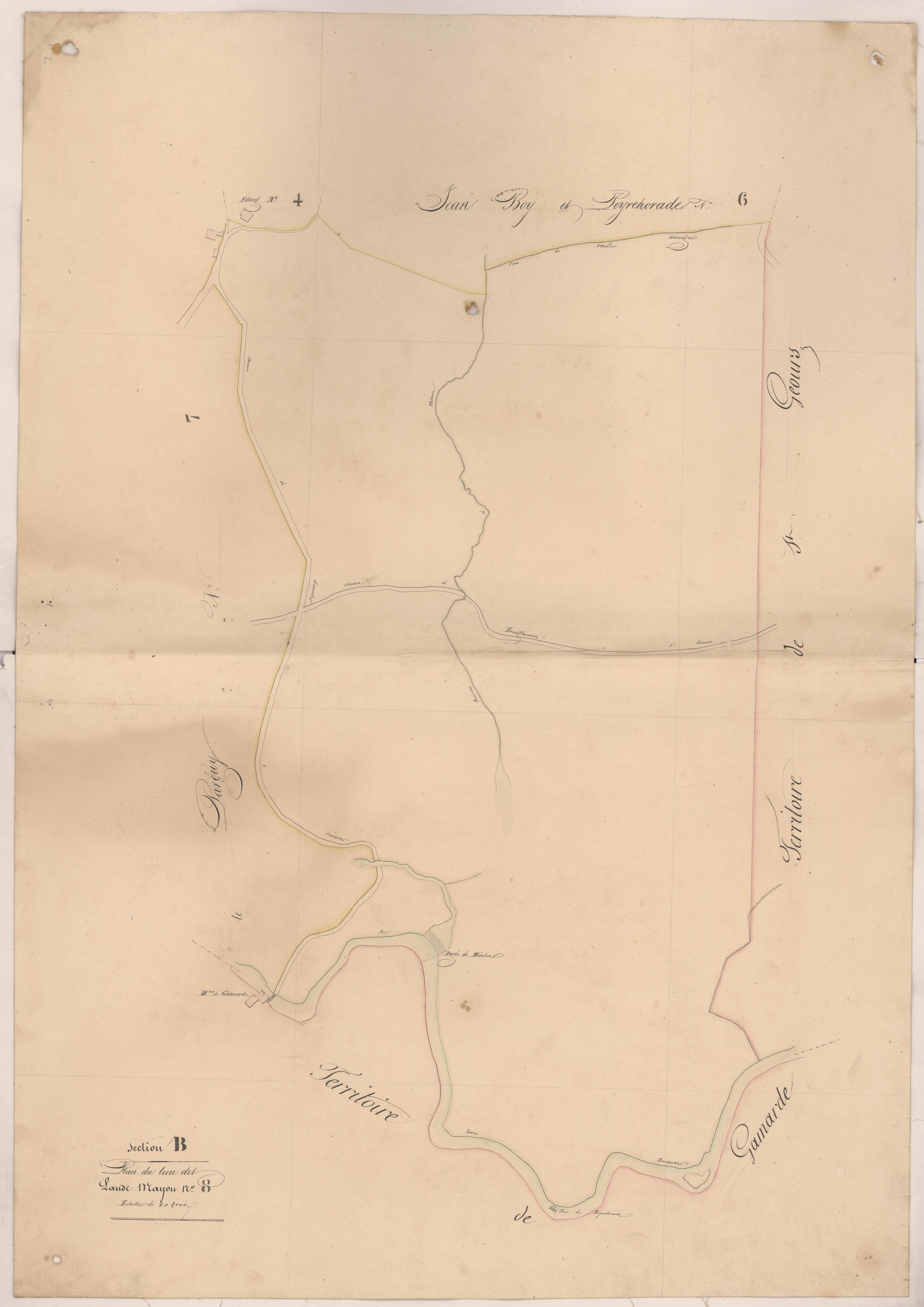 Cassen - Plan du lieu-dit Lande-Mayou, n° 8 (sans indications de détail sur les parcelles)