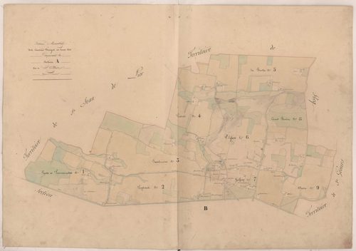 Cassen - Tableau d'assemblage des cantons triages ou lieux-dits composant la section A, dite de l'Eglise