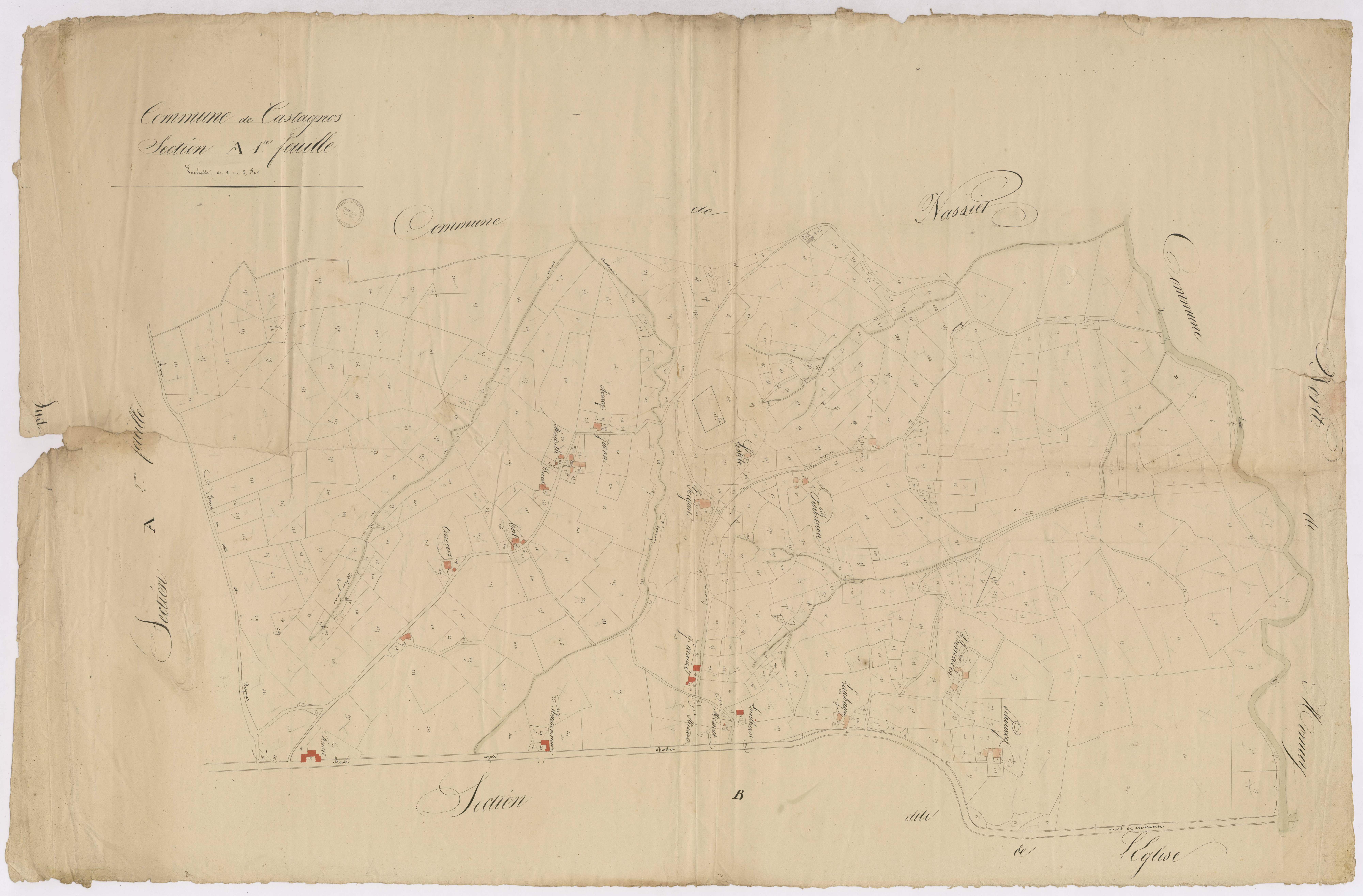 Castaignos-Souslens - Section A, 1re feuille