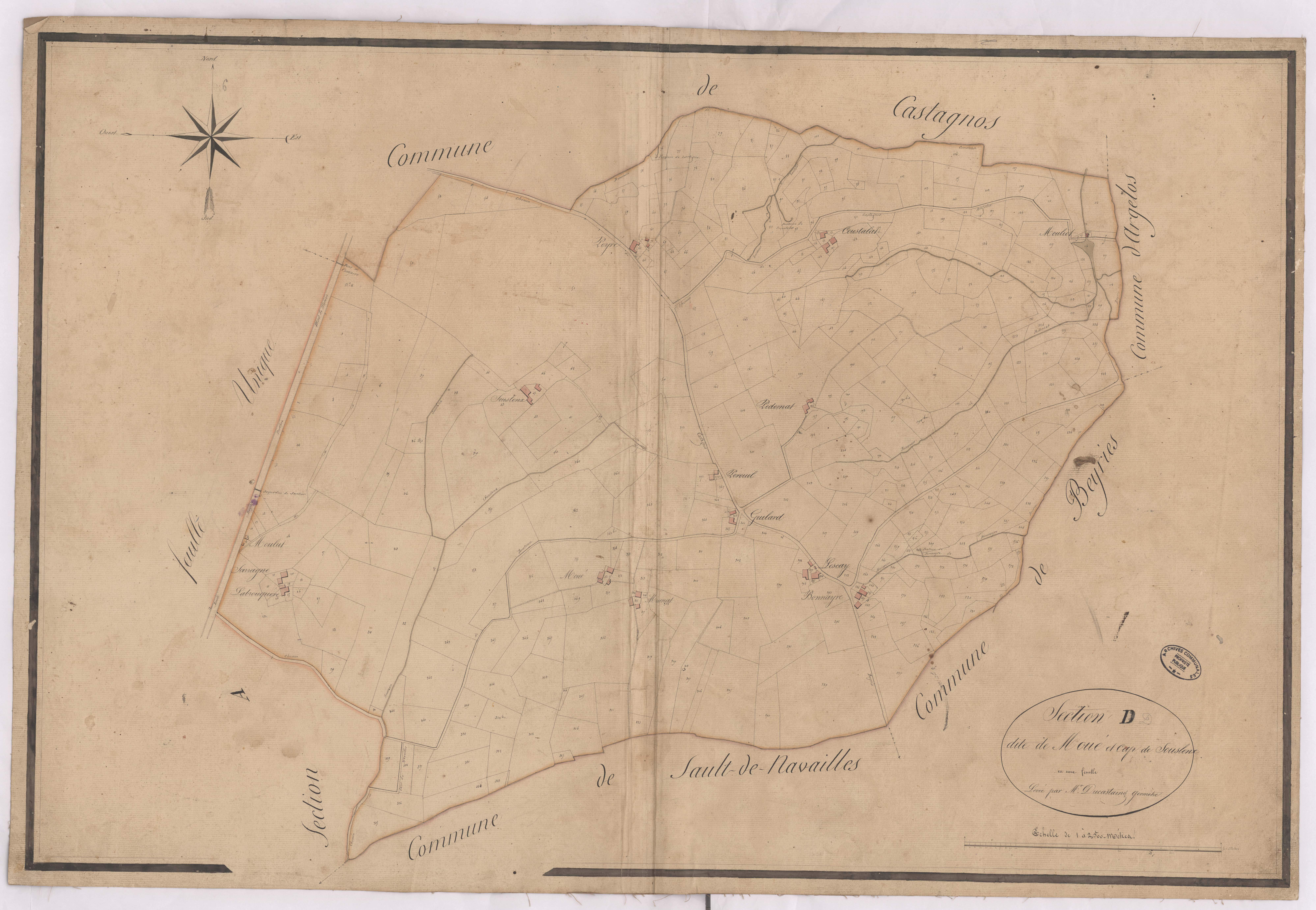 Castaignos-Souslens - Section D, dite de Moué et Cap de Souslens, par Ducastaing géomètre