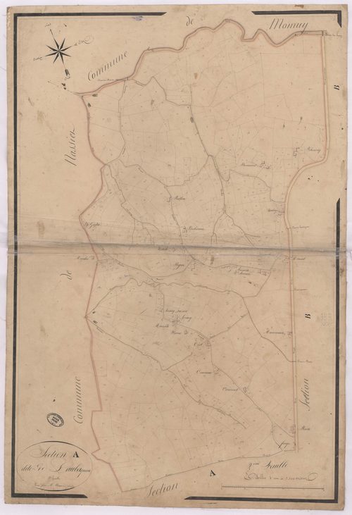 Castaignos-Souslens - Section A, dite de Laubagnan, 1re feuille, par Brun aîné géomètre