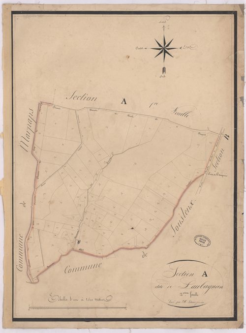 Castaignos-Souslens - Section A, dite de Laubagnan, 2e feuille, par Ducos géomètre