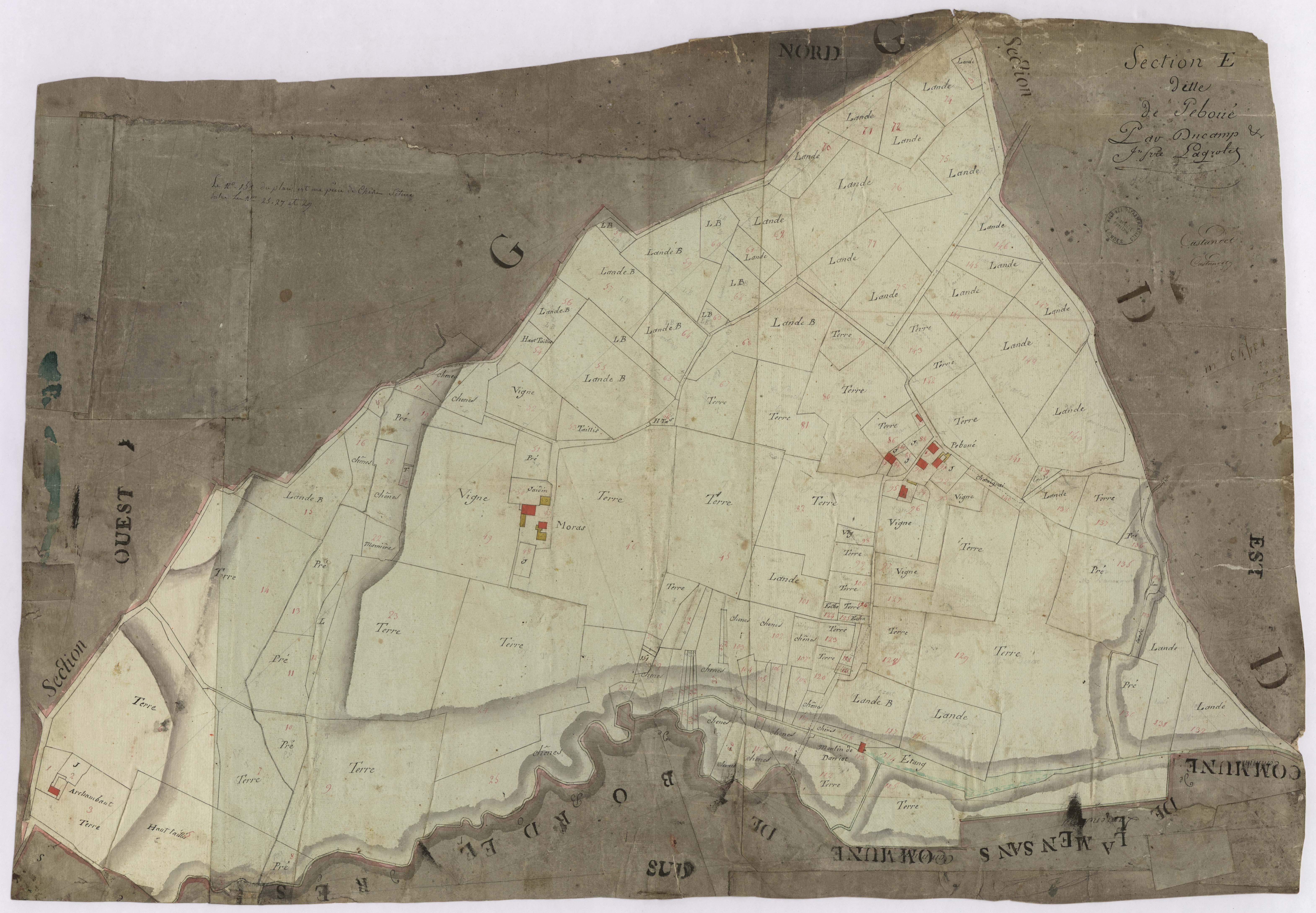 Castandet - Section E, dite de Péboué, par Ducamp et Lagrolet, géomètres