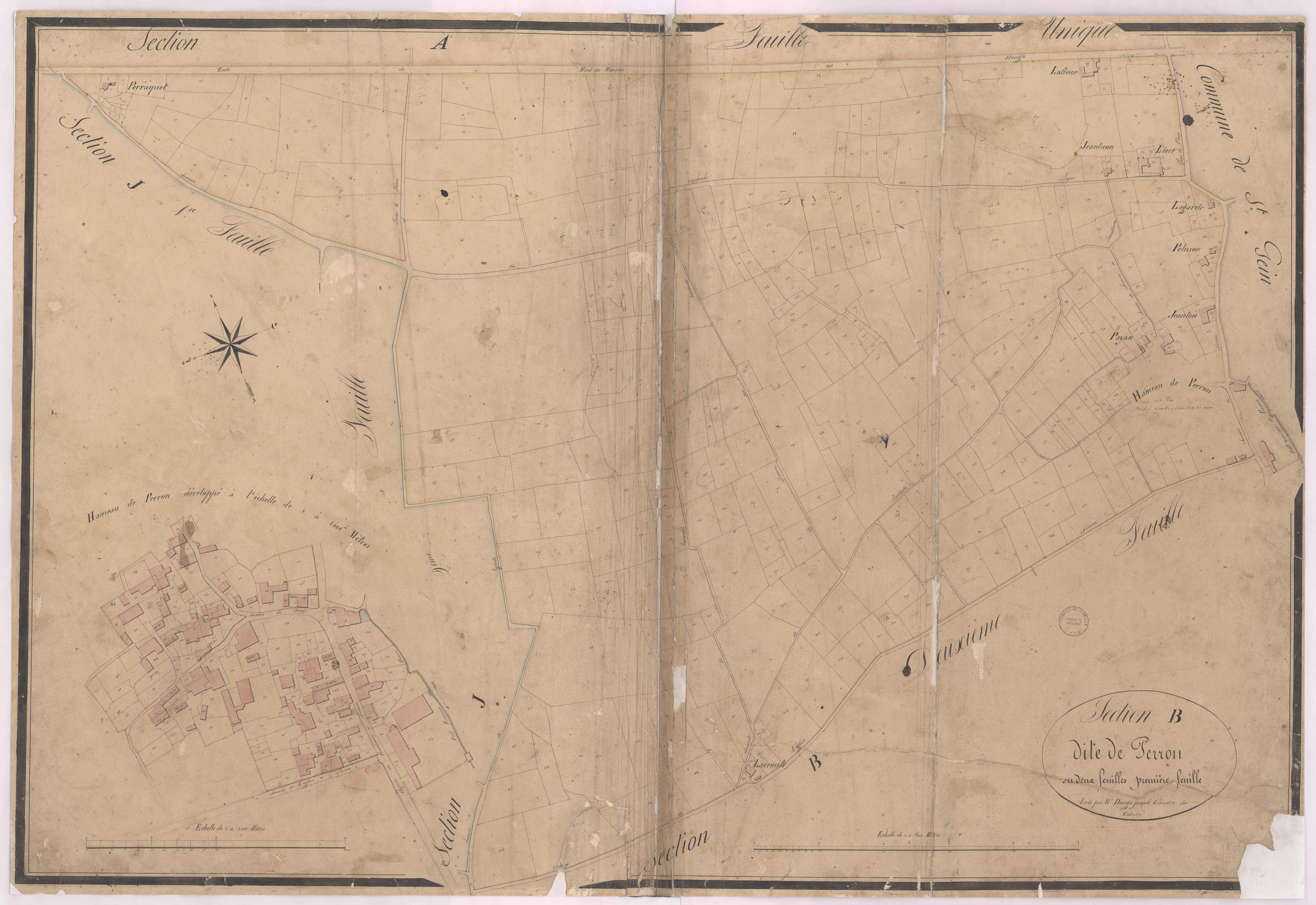 Castandet - Section B, dite de Perron, 1re feuille, par Joseph Dauga géomètre
