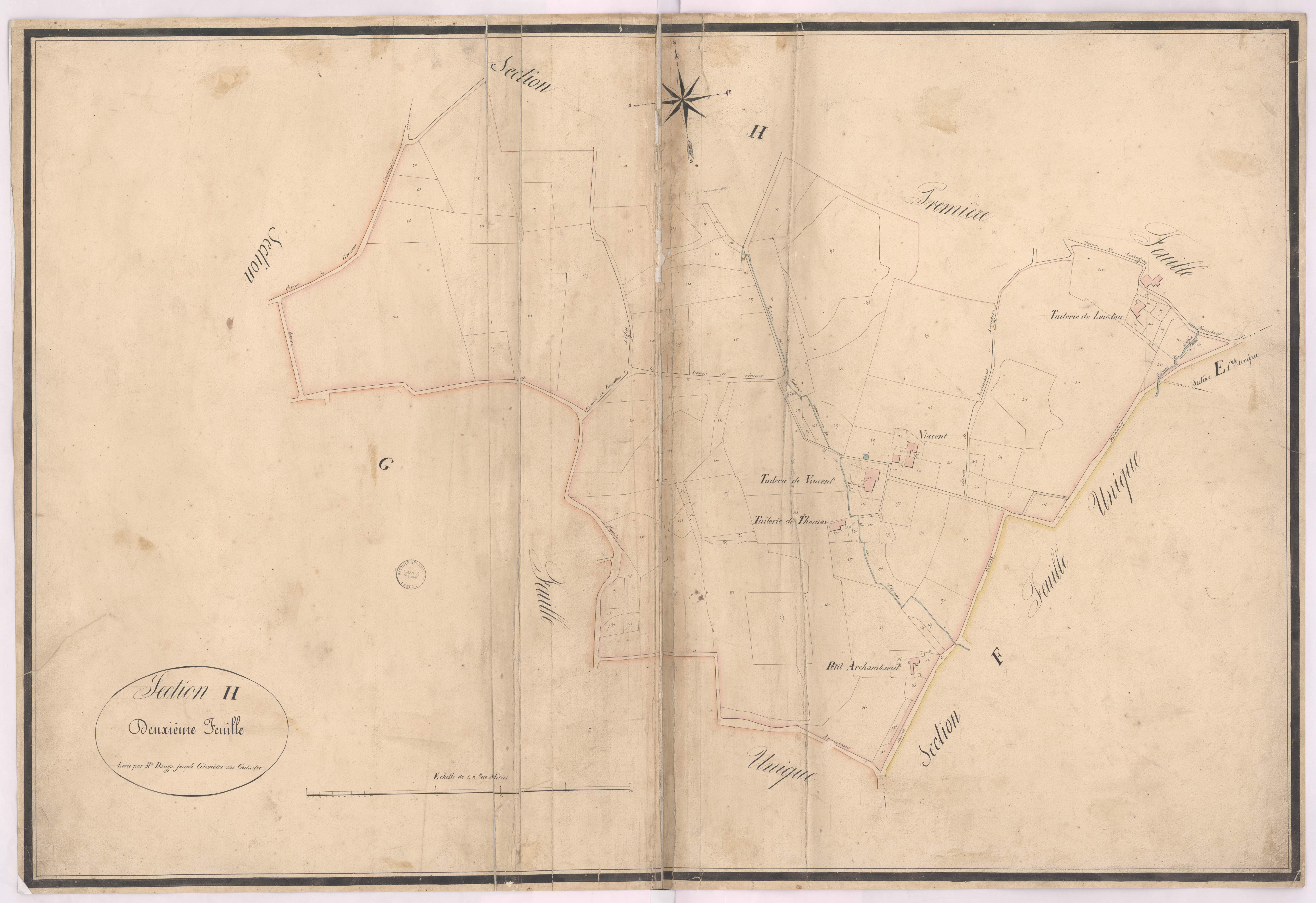 Castandet - Section H, 2e feuille, par Dauga géomètre