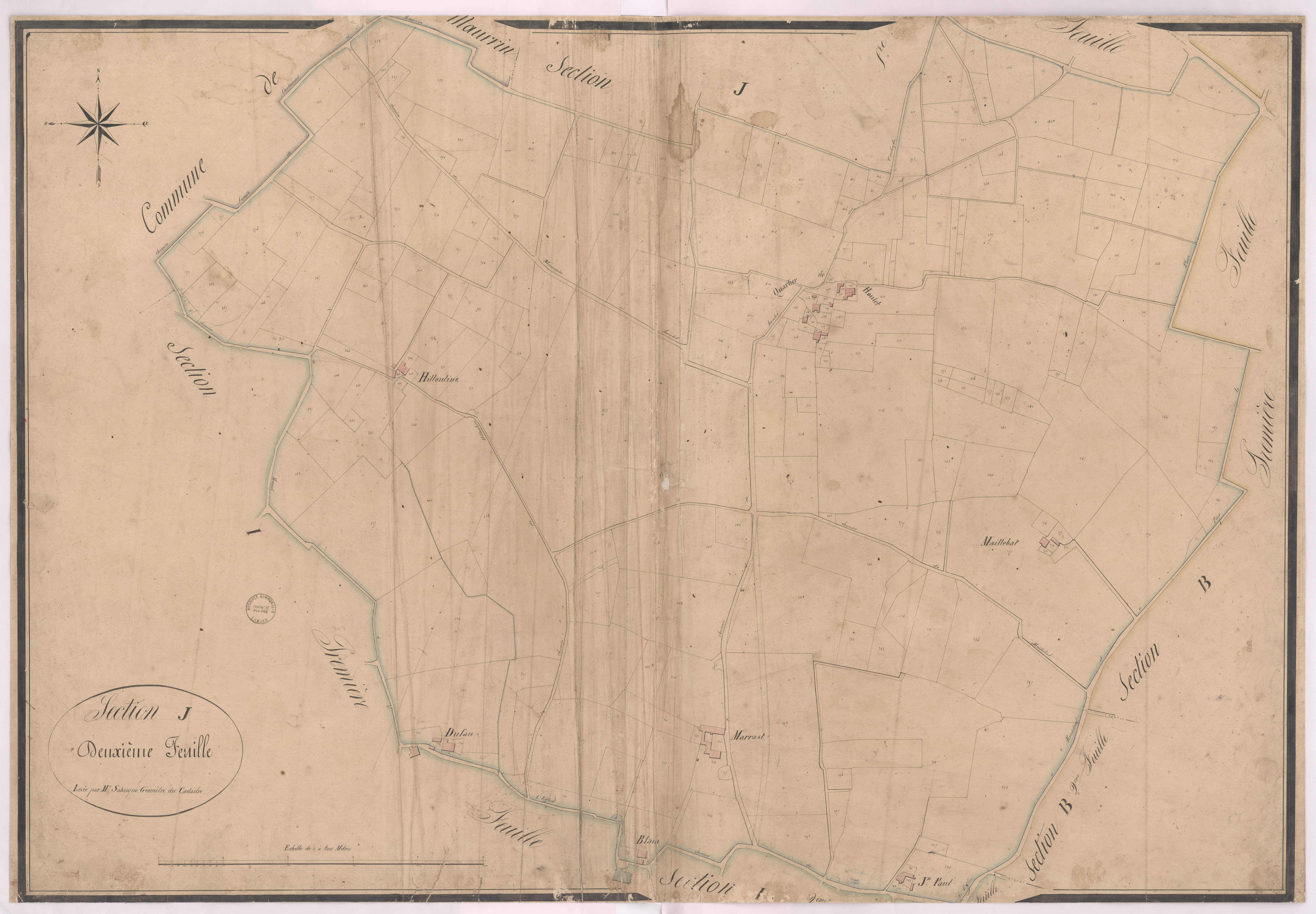 Castandet - Section J, dite de Marrat Houlet et Cachalat, 2e feuille, par Sahuqué géomètre