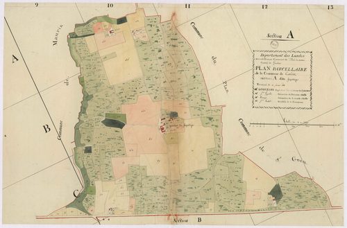 Castandet - Plan parcellaire de la section A, dite de Piquetouje, par Lobgeois, Lagrolet et Ducamp, géomètres