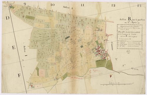 Castandet - Plan parcellaire de la section B, dite de Perron, 1re partie, par Lobgeois et MM. Lagrolet, géomètres