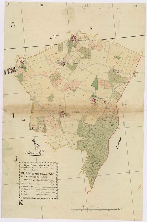 Castandet - Plan parcellaire de la section C, dite du Trouil, par Lobgeois, Lagrolet et Dauga, géomètres