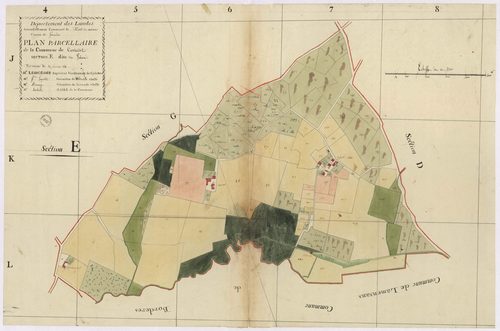 Castandet - Plan parcellaire de la section E, dite de Péboué, par Lobgeois, Lagrolet et Ducamp, géomètres