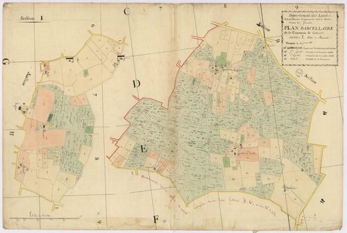 Castandet - Plan parcellaire de la section I, dite de Barrouet, par Lobgeois, Lagrolet, père et fils, géomètres