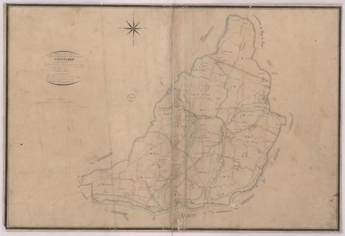 Castandet - Plan cadastral parcellaire de la commune de Castandet, par de Comeau, Dauga et Sahuqué, géomètres