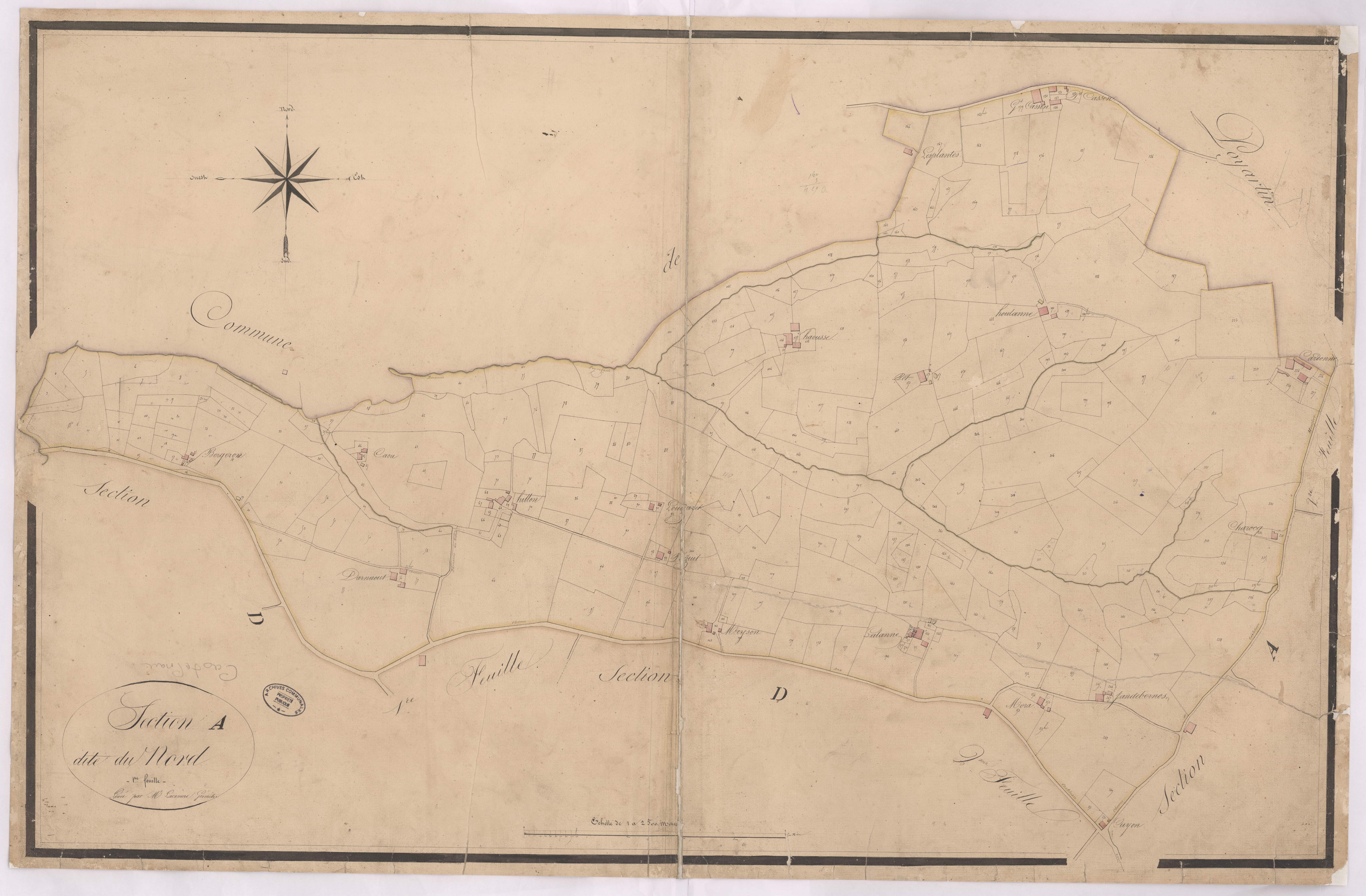Castelnau-Chalosse - Section A, dite du Nord, 1re feuille, par Lacomère géomètre