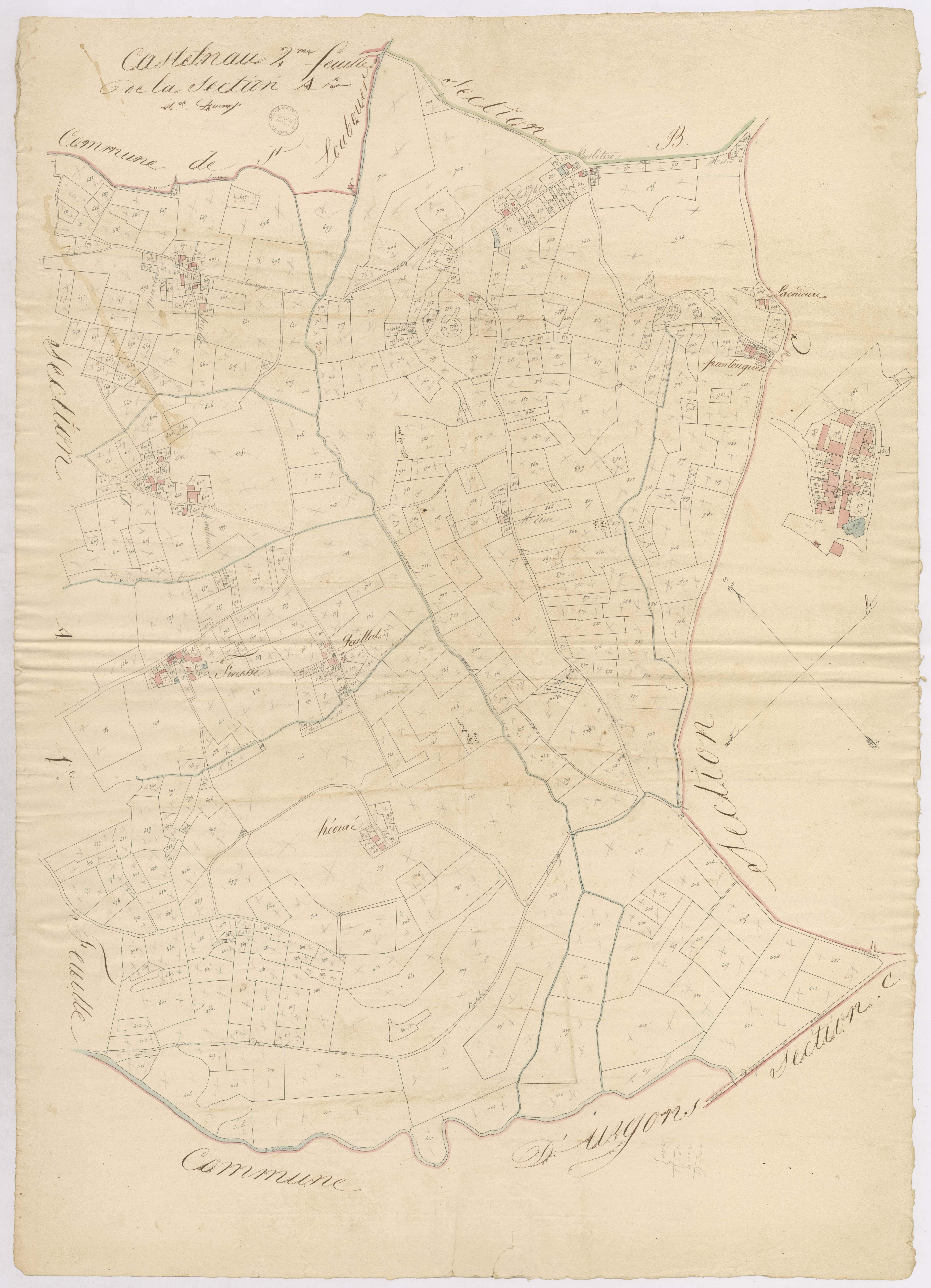 Castelnau-Tursan - Section A, 2e feuille, par Ducamp géomètre
