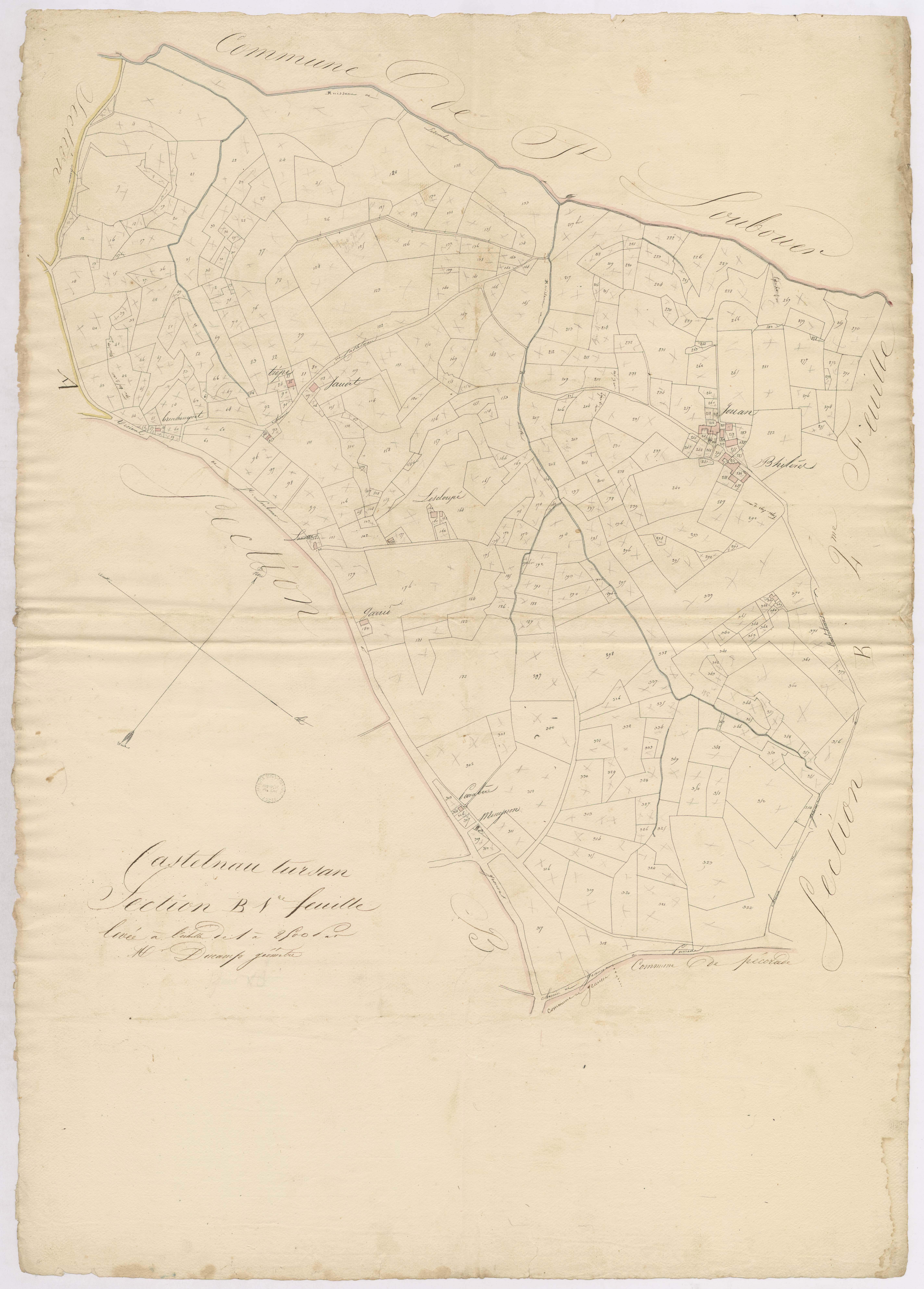 Castelnau-Tursan - Section B, 1re feuille, par Ducamp géomètre