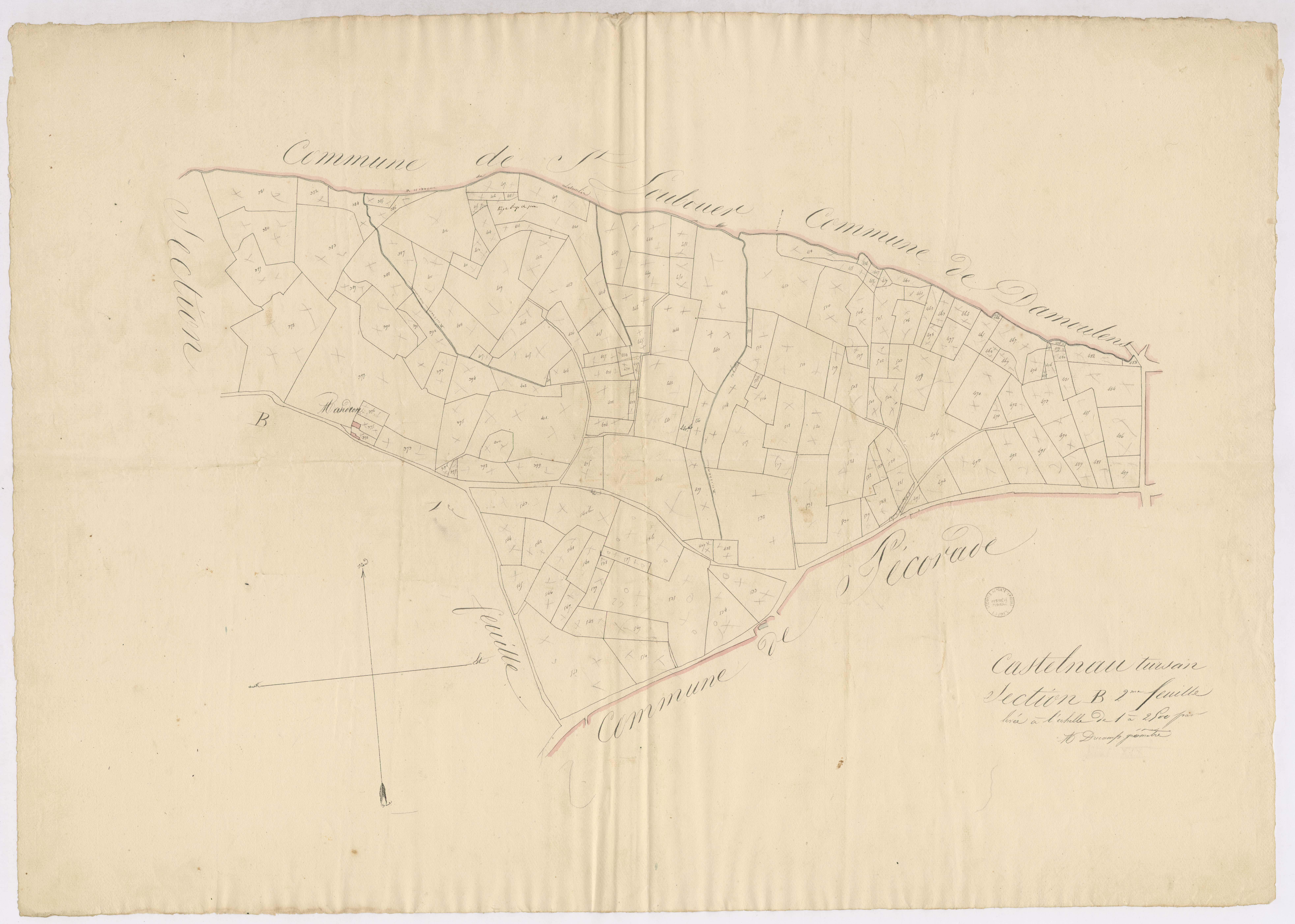 Castelnau-Tursan - Section B, 2e feuille, par Ducamp géomètre