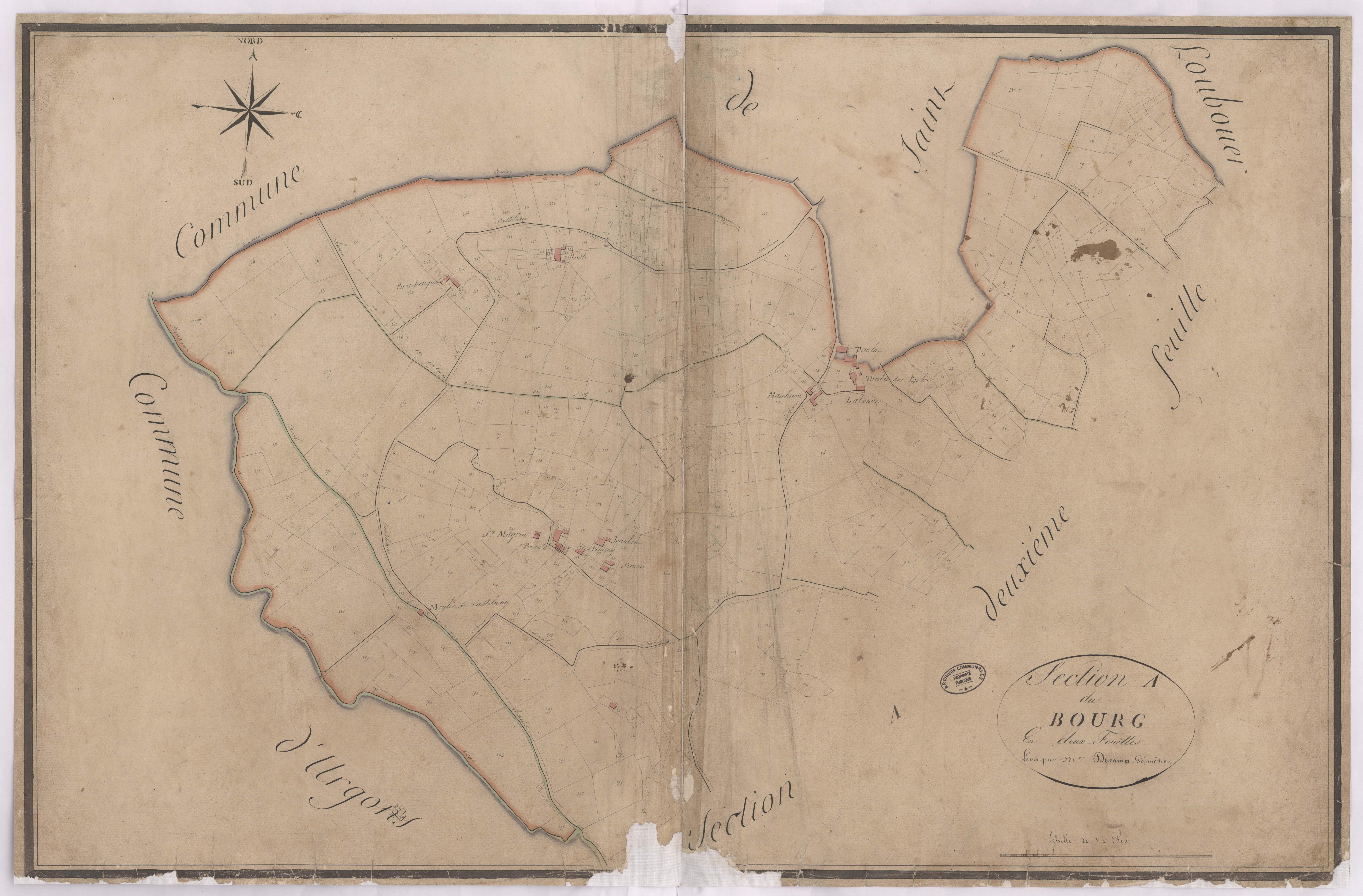 Castelnau-Tursan - Section A, du Bourg, 1re feuille, par Ducamp géomètre