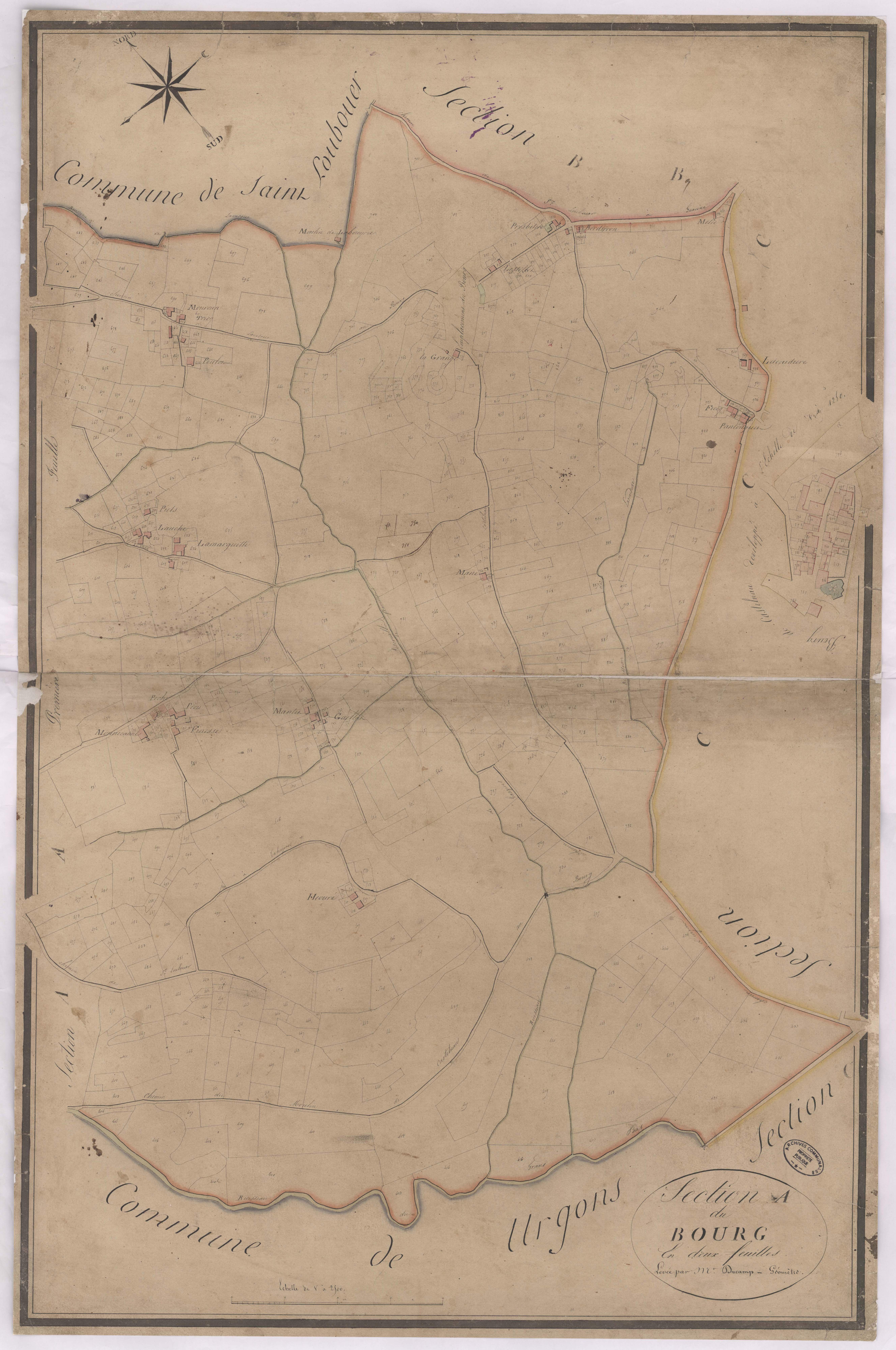 Castelnau-Tursan - Section A, du Bourg, 2e feuille, par Ducamp géomètre
