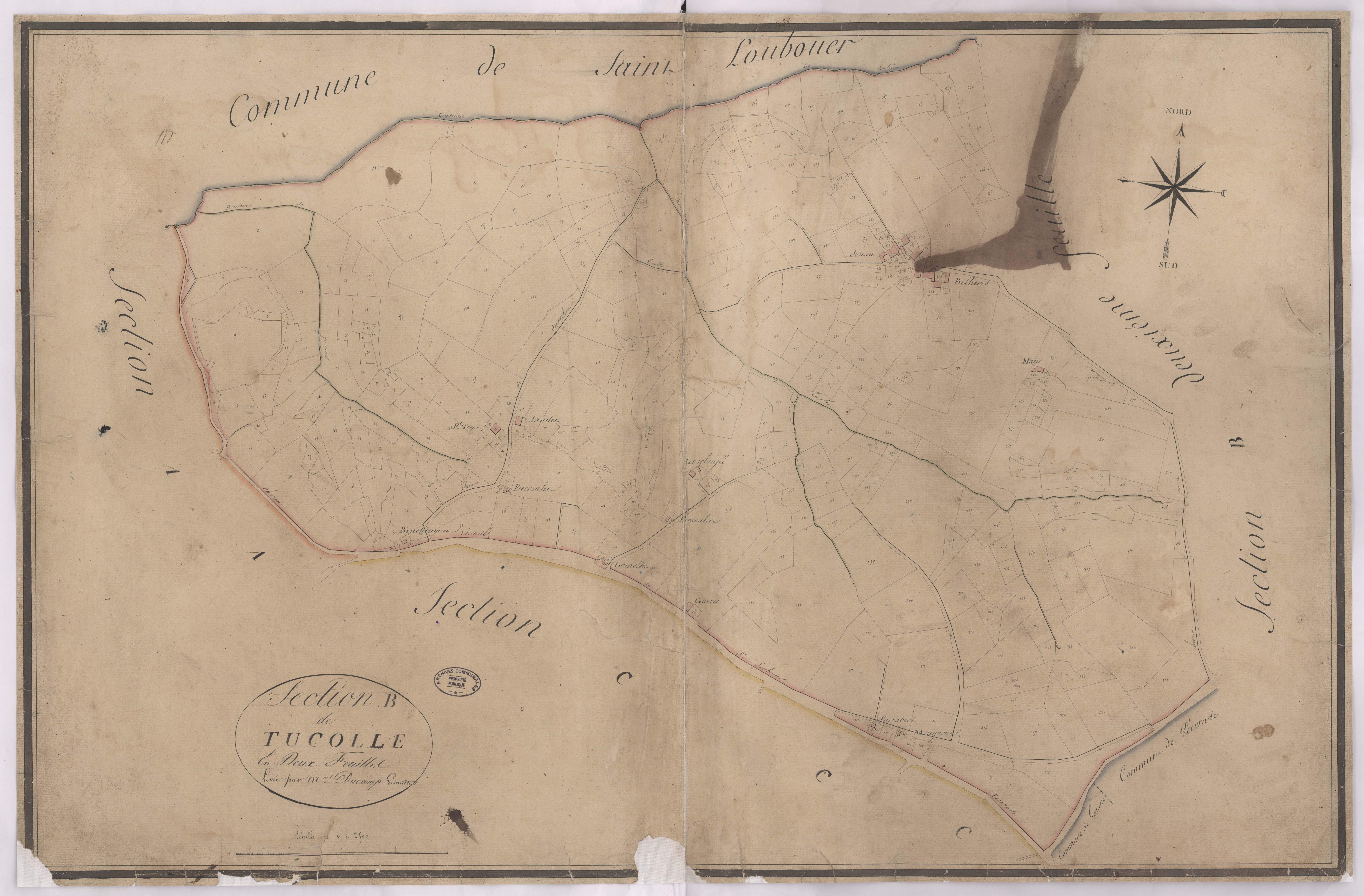 Castelnau-Tursan - Section B, de Tucolle, 1re feuille, par Ducamp géomètre