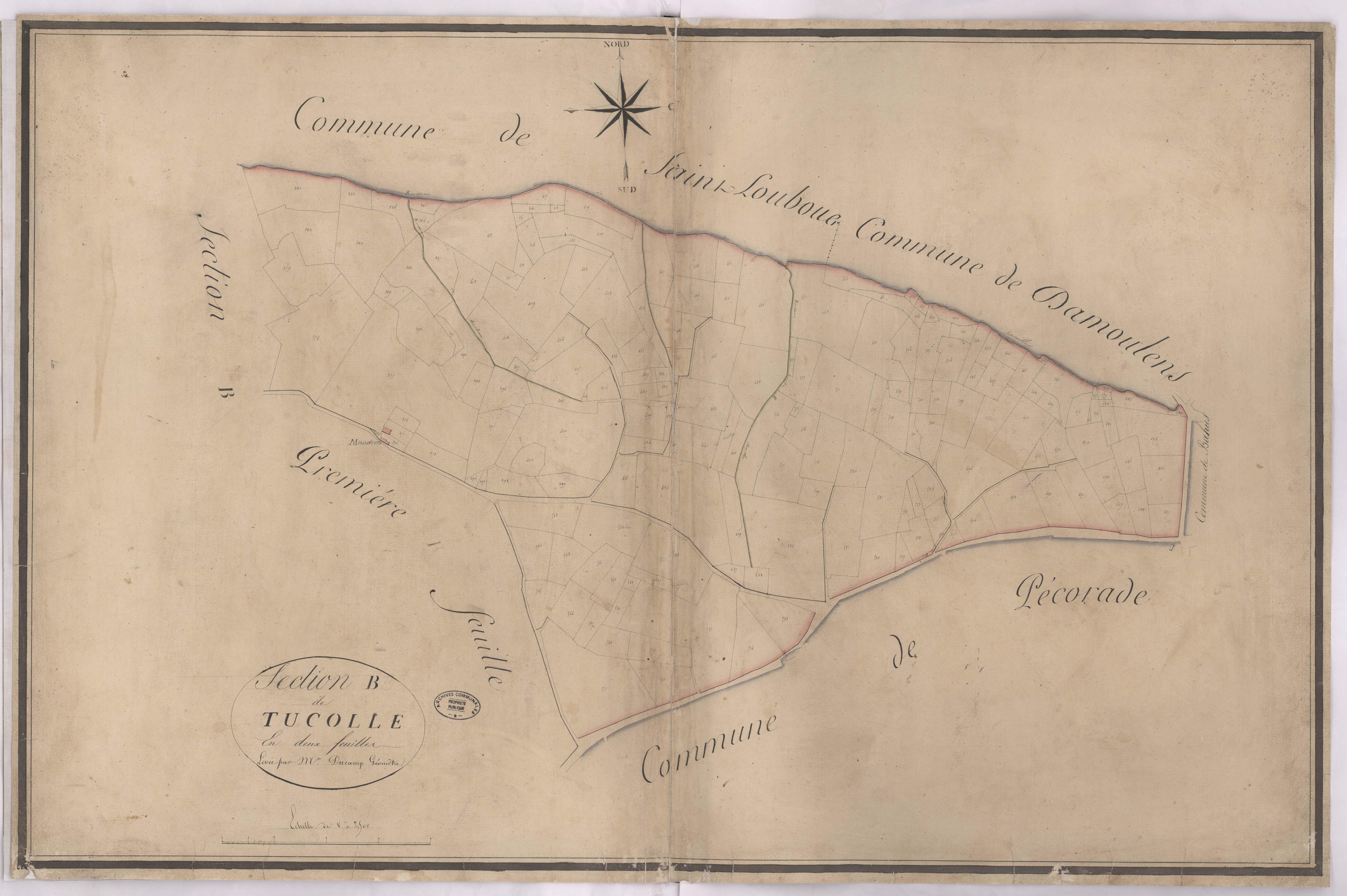 Castelnau-Tursan - Section B, de Tucolle, 2e feuille, par Ducamp géomètre