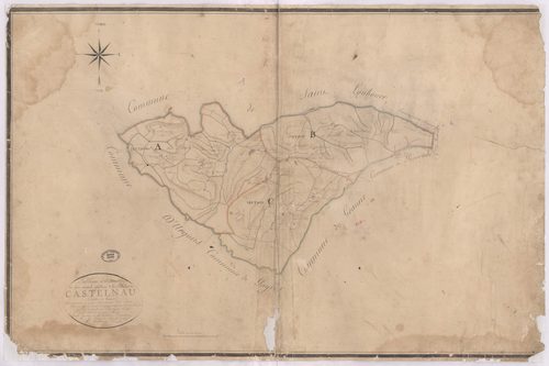 Castelnau-Tursan - Tableau d'assemblage de la commune de Castelnau, par de Comeau et Ducamp géomètres