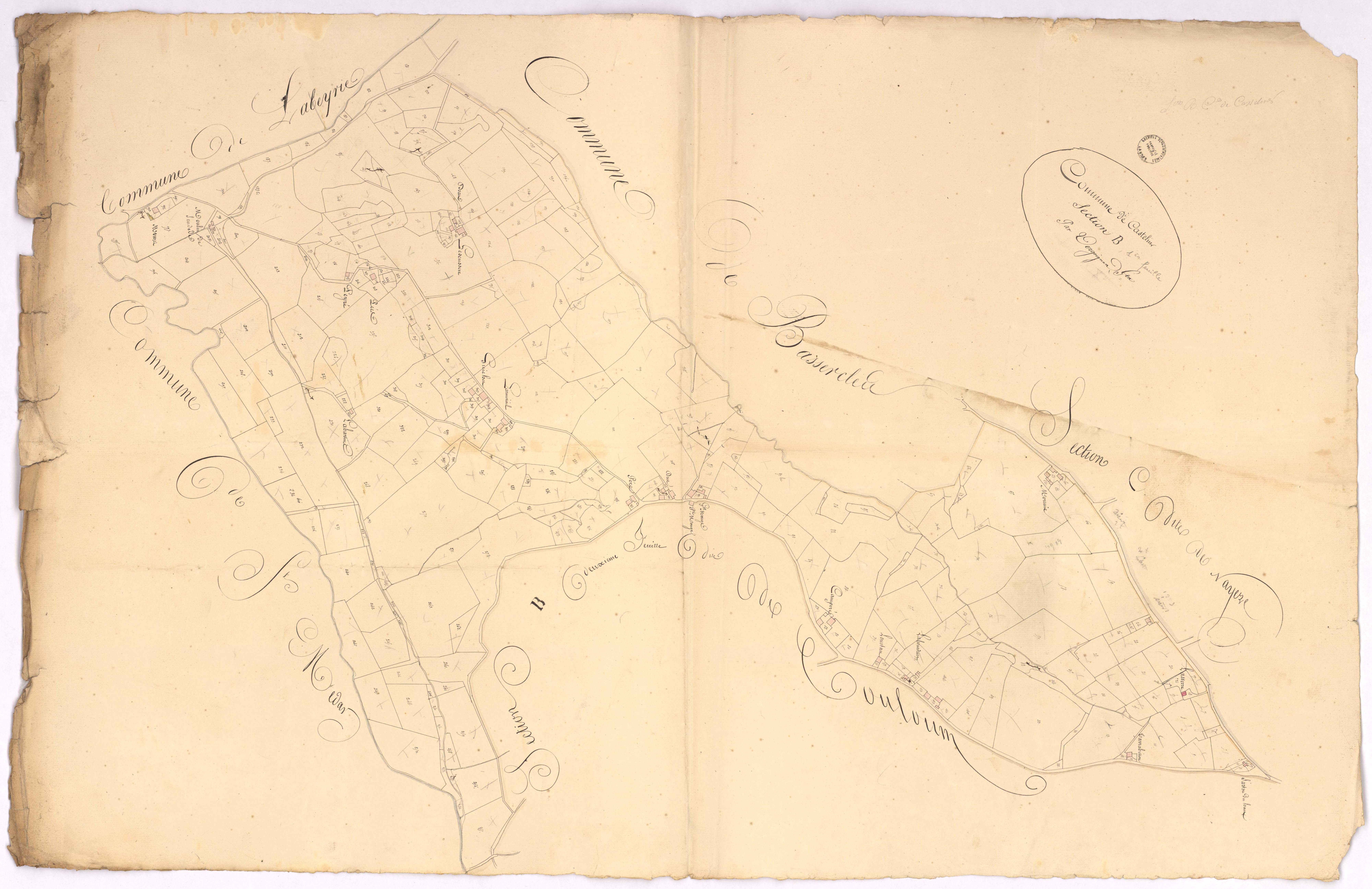 Castelner - Section B, dite de Couloum, 1re feuille, par Vergoignan géomètre