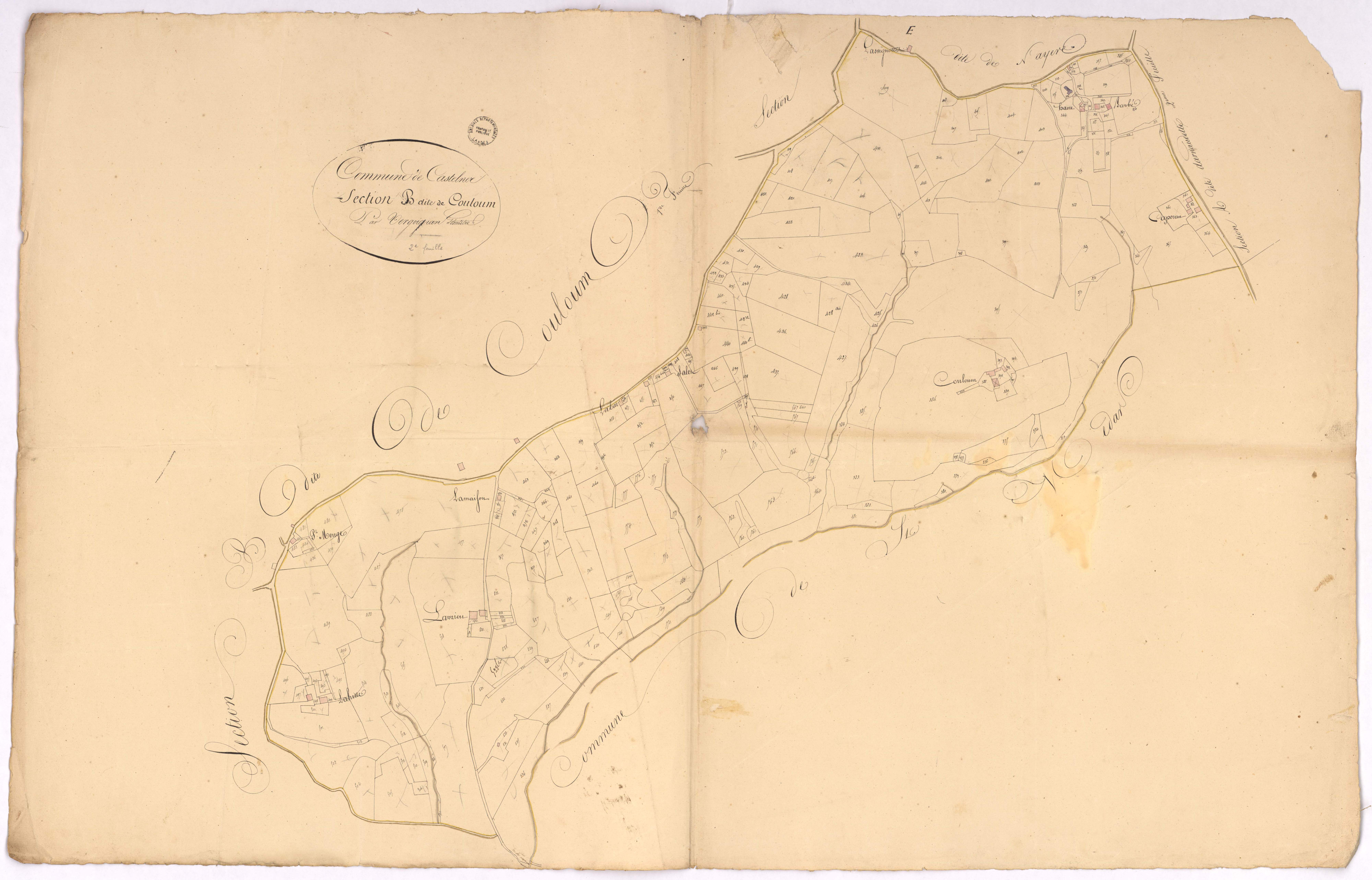 Castelner - Section B, dite de Couloum, 2e feuille, par Vergoignan géomètre