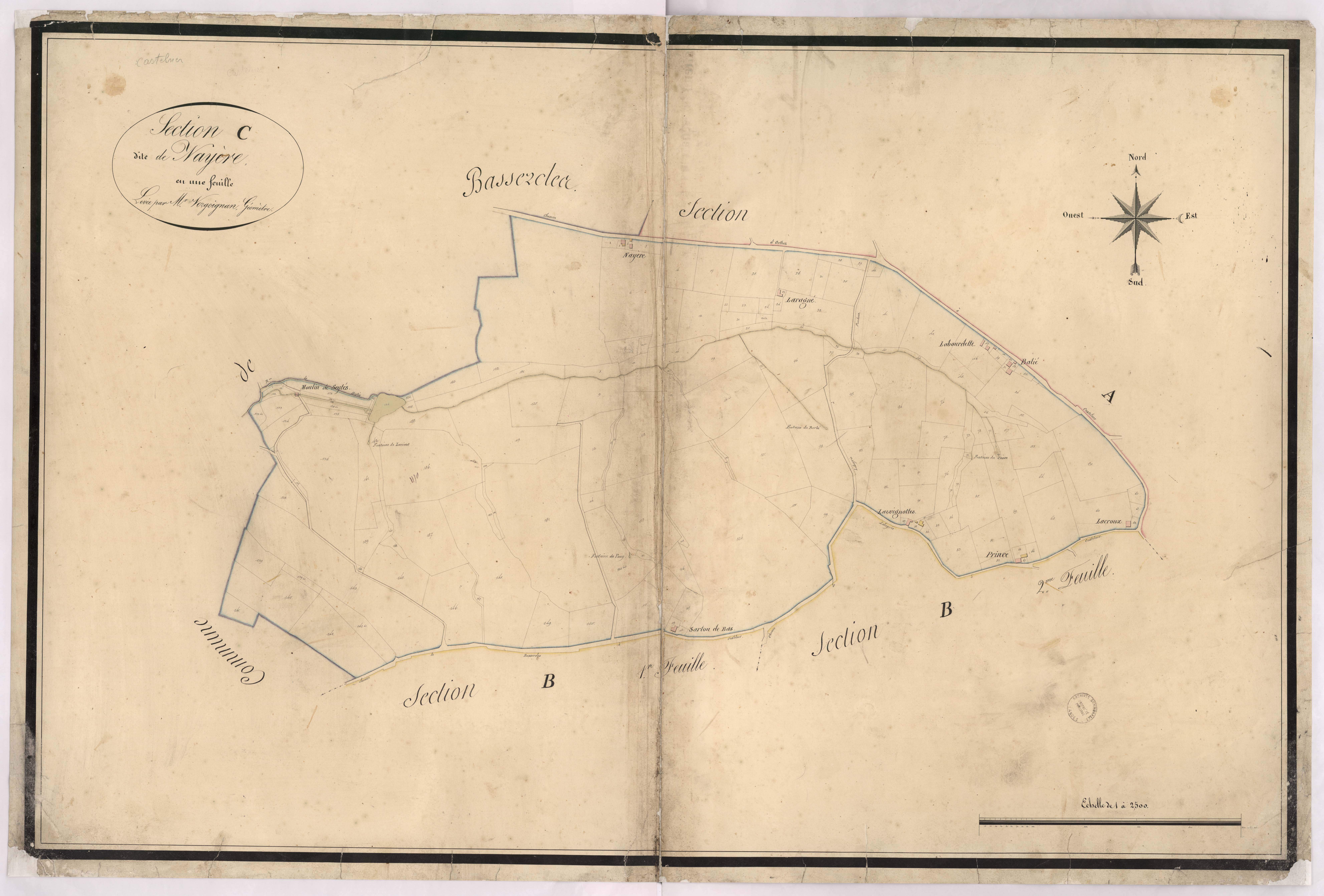 Castelner - Section C, dite de Nayère, par Vergoignan géomètre