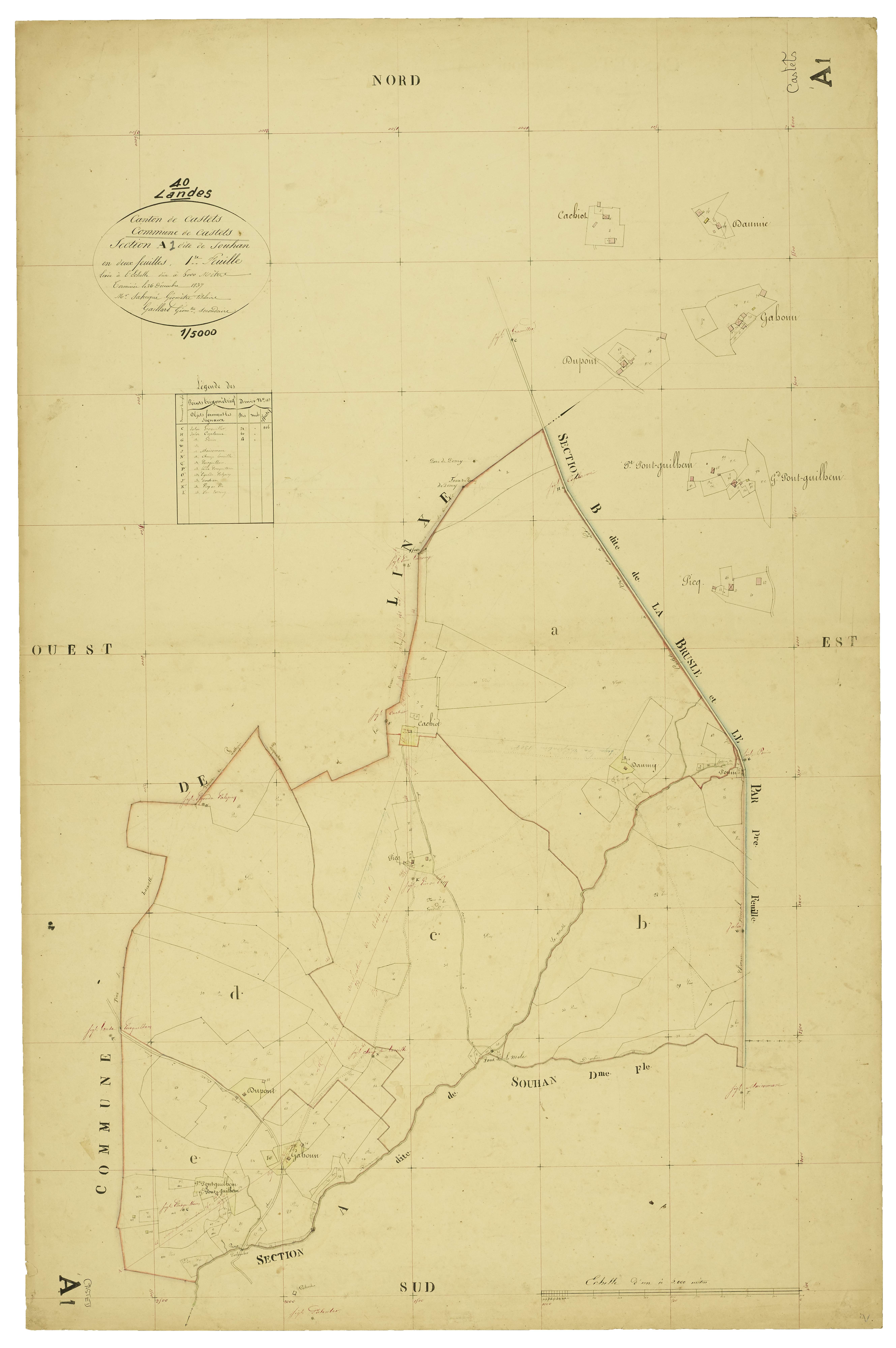Castets - Section A, feuille 1