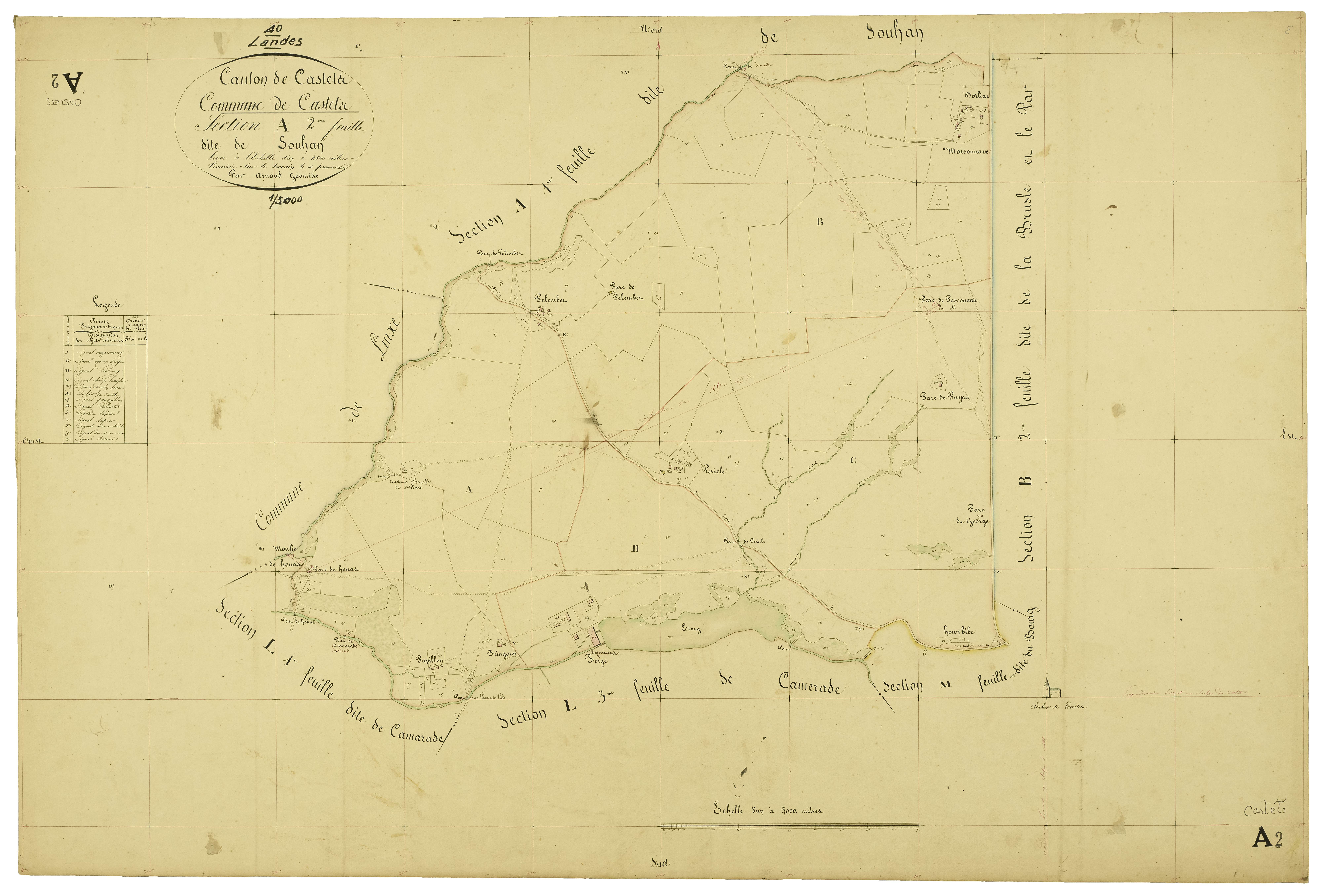 Castets - Section A, feuille 2