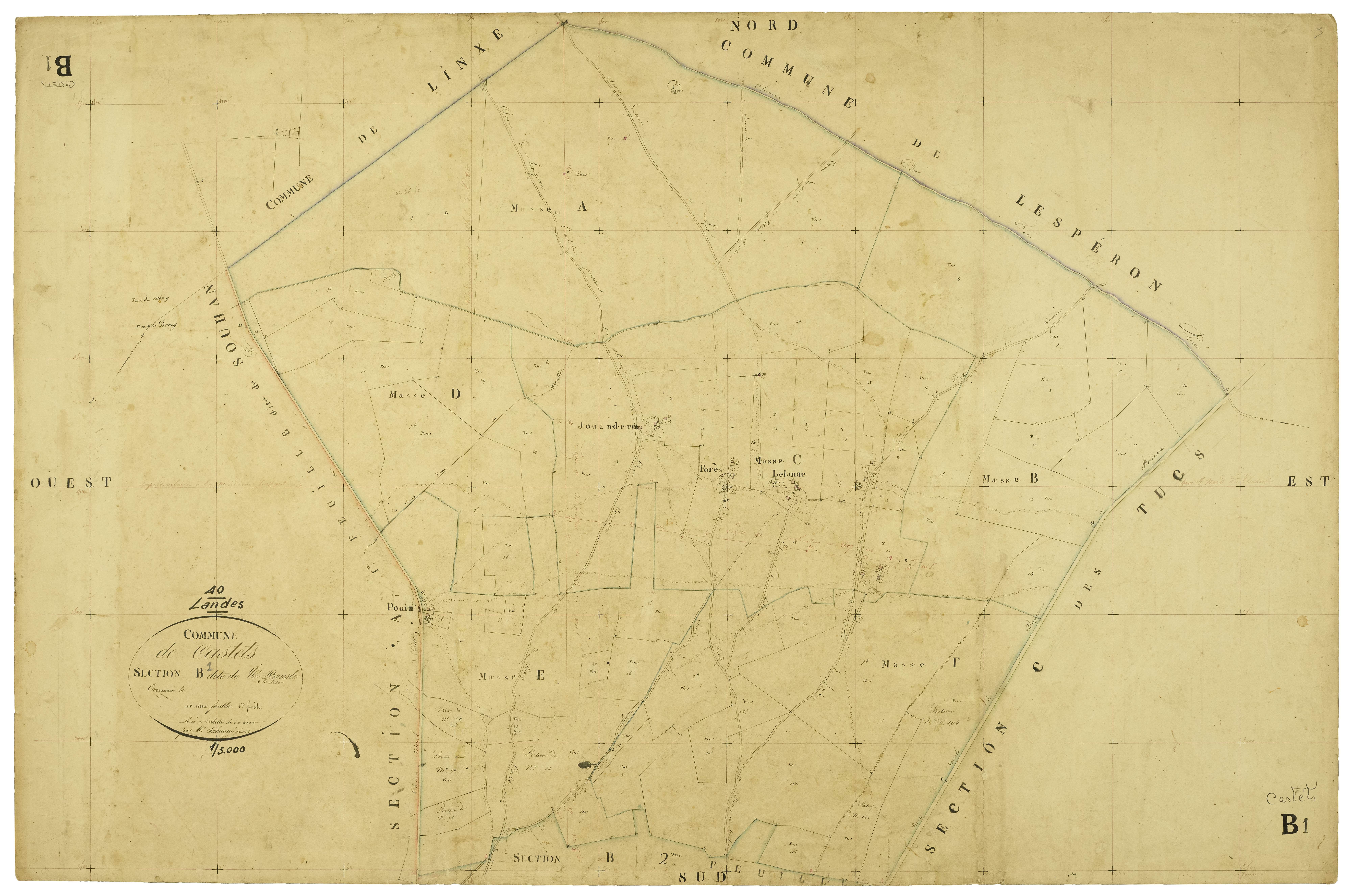 Castets - Section B, feuille 1